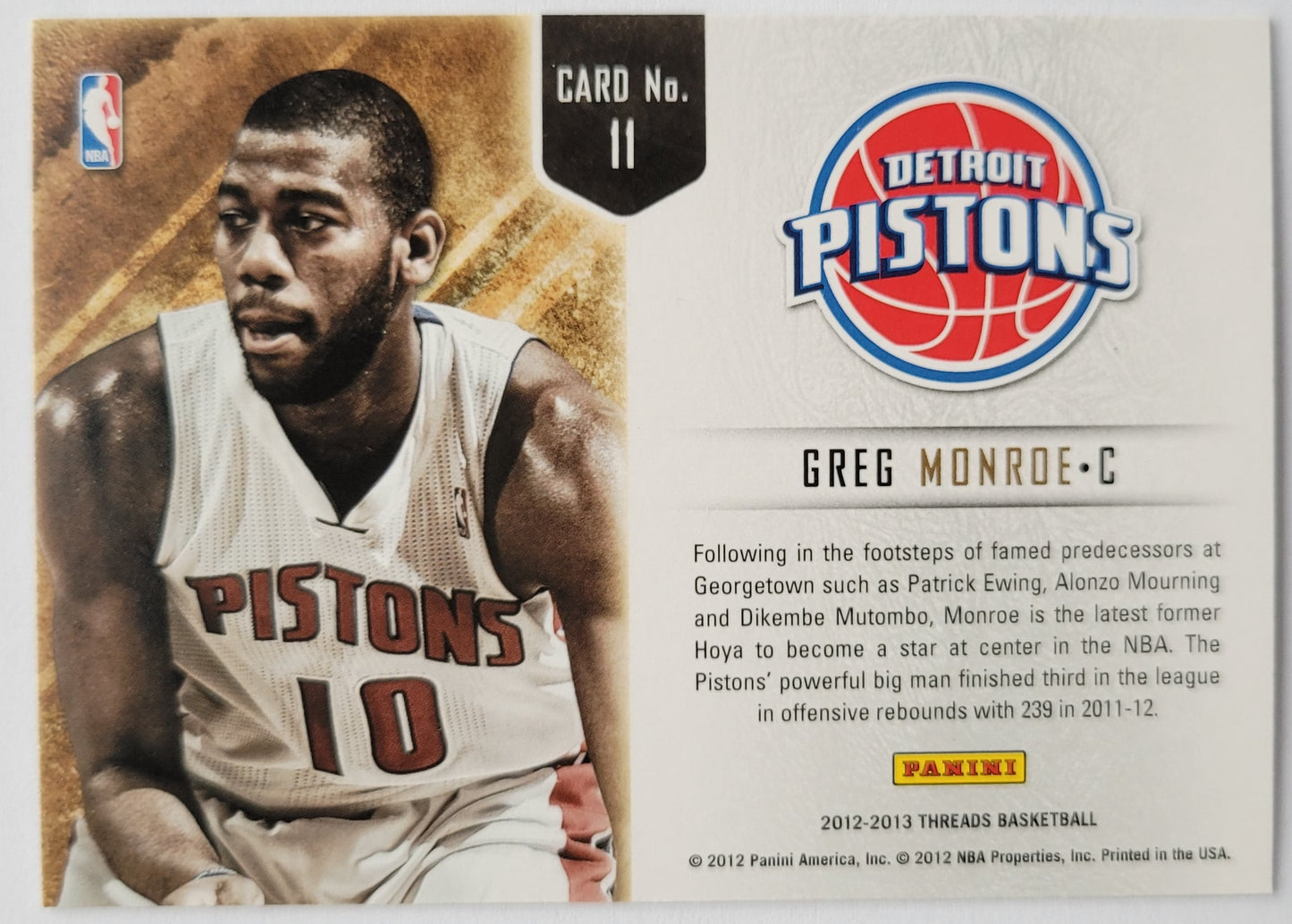 Greg Monroe - 2012-13 Panini Threads Inside Presence #11