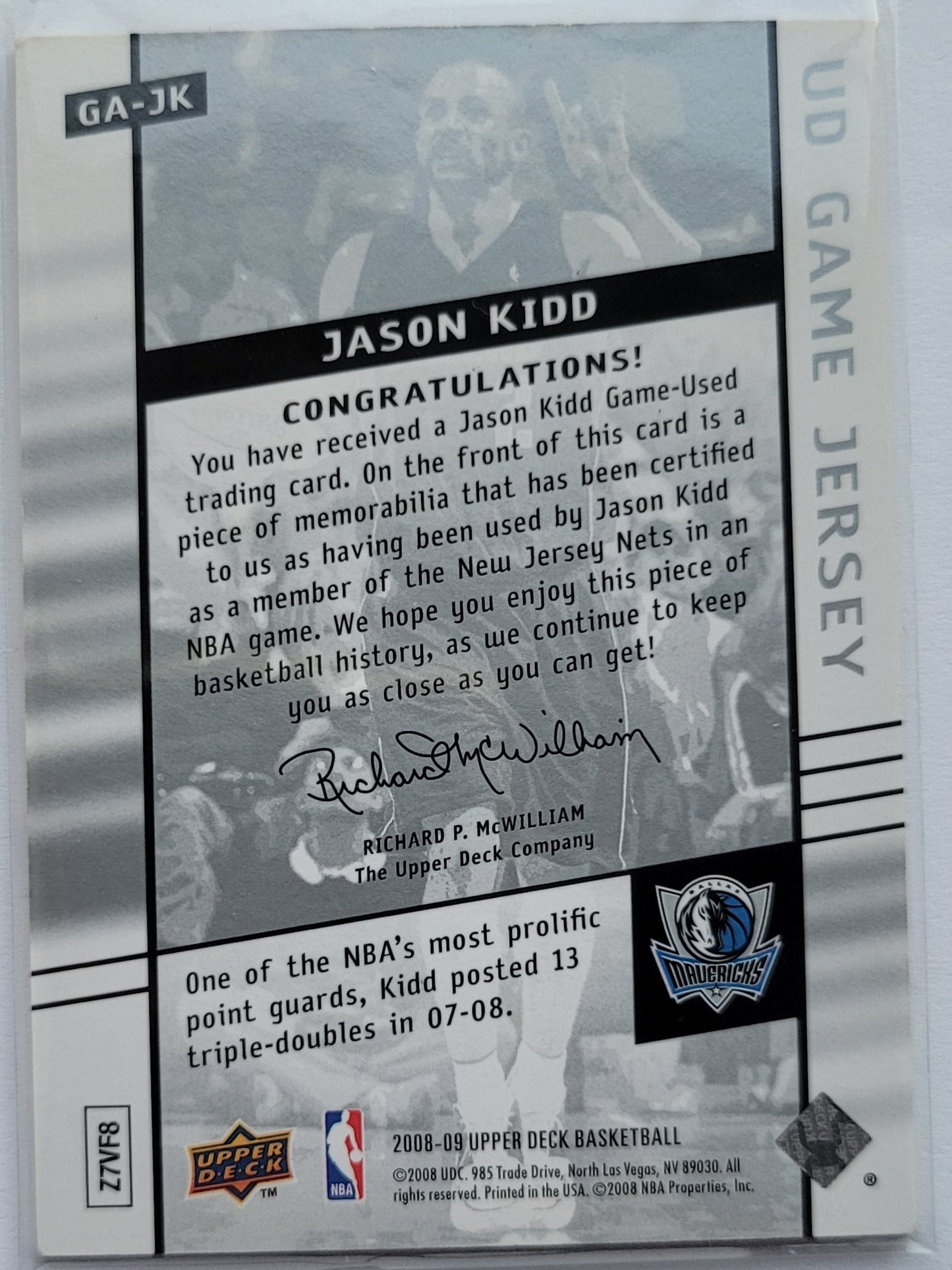 Jason Kidd - 2008-09 Upper Deck Game Jerseys #GAJK