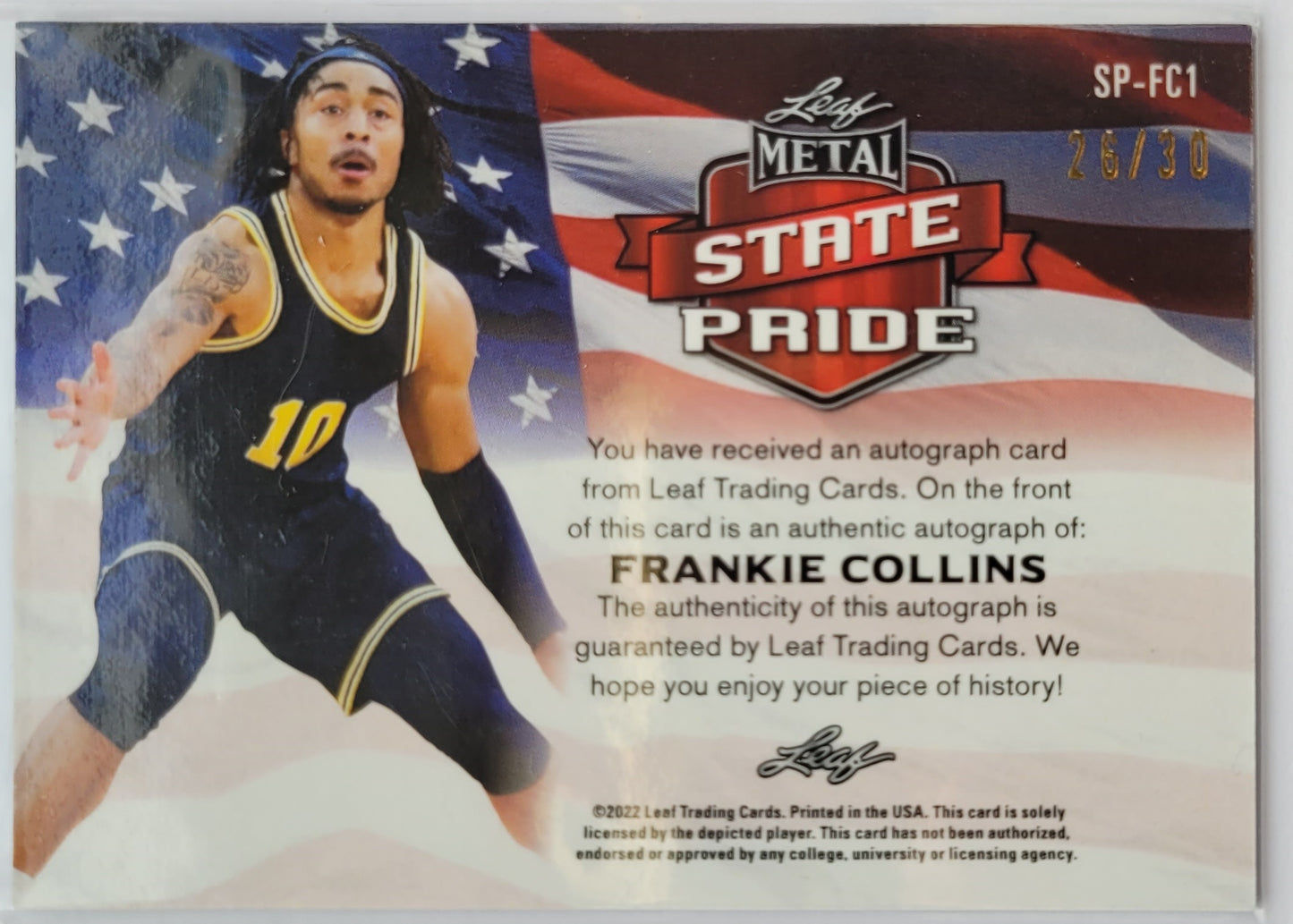 Frankie Collins - 2021-22 Leaf Metal State Pride Blue Wave #SPFC1 - 26/30