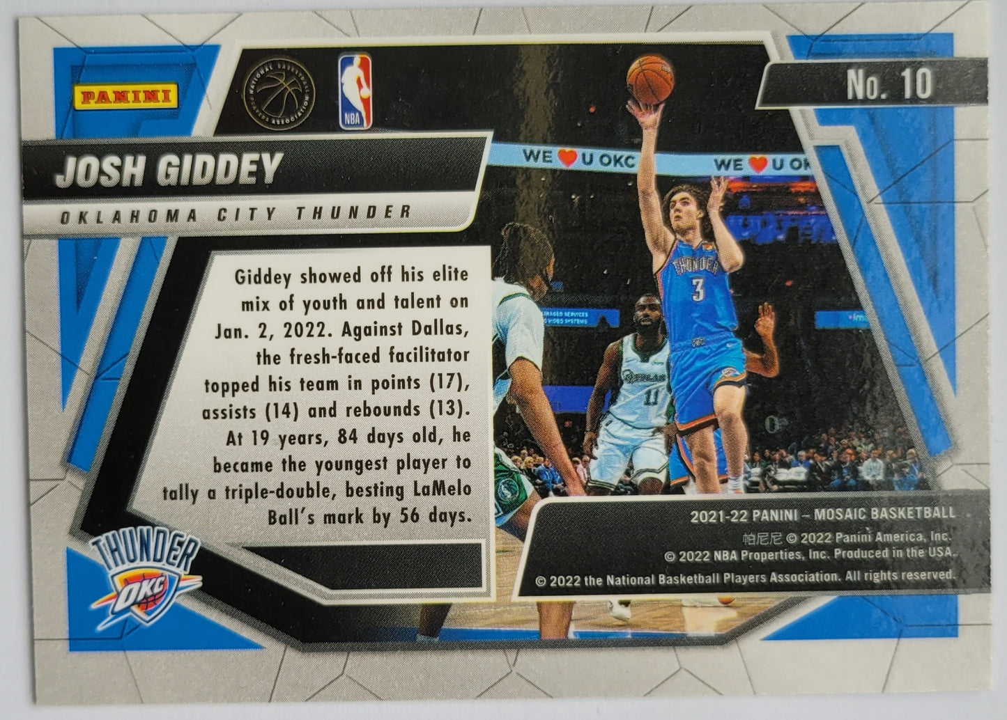 Josh Giddey - 2021-22 Panini Mosaic Moments in Time #10