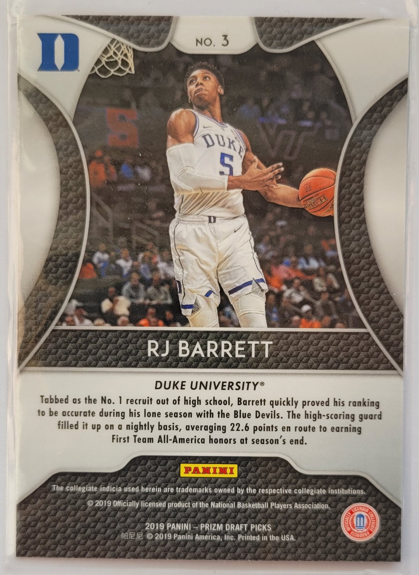 RJ Barrett - 2019-20 Panini Prizm Draft Picks #3 RC