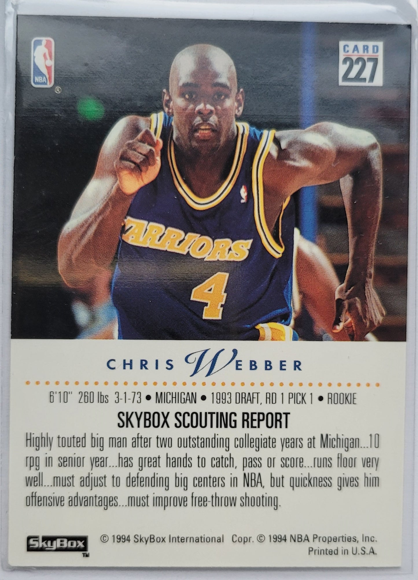 Chris Webber - 1993-94 SkyBox Premium #227 RC