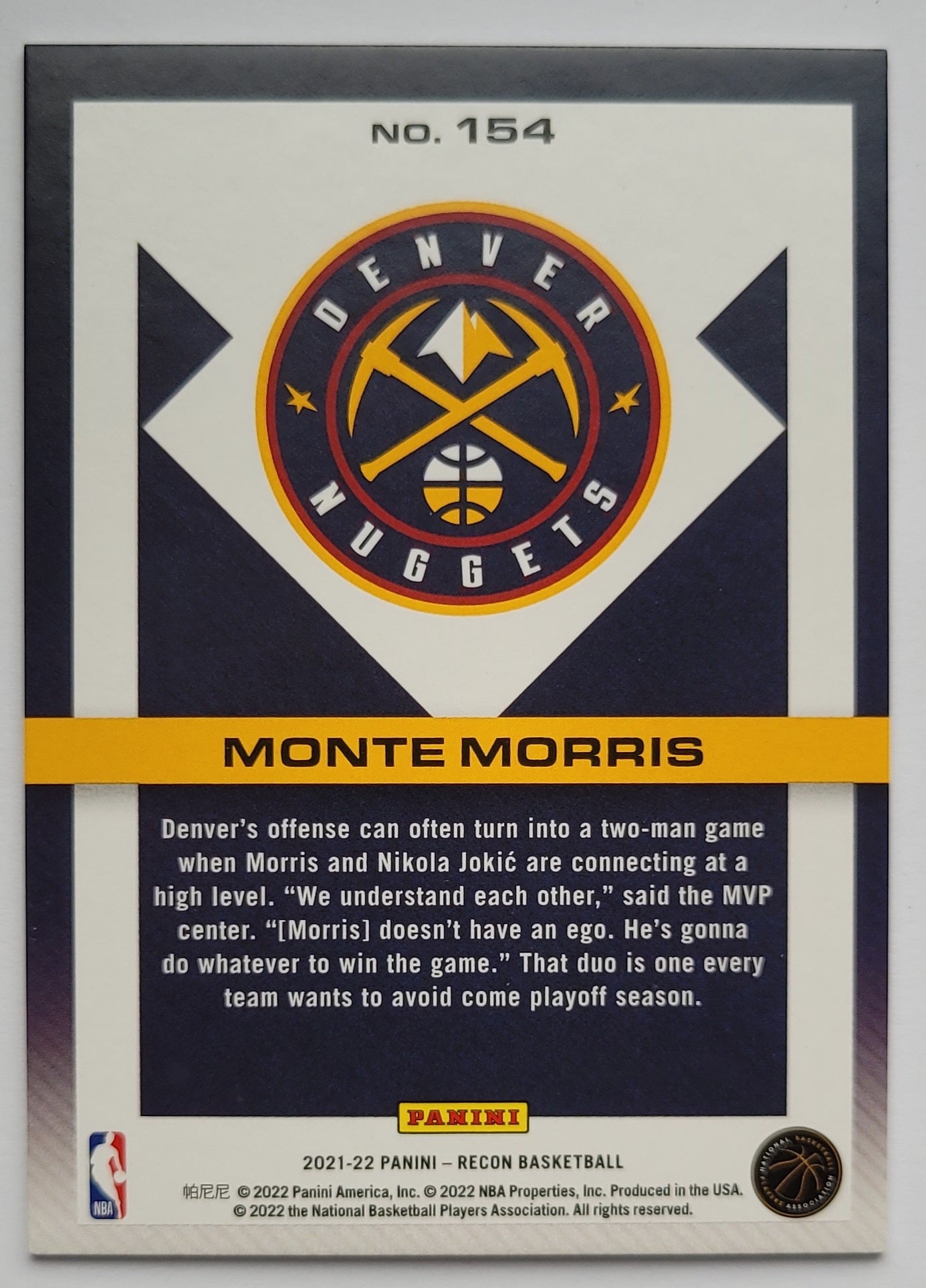 Monte Morris - 2021-22 Panini Recon Holo #154