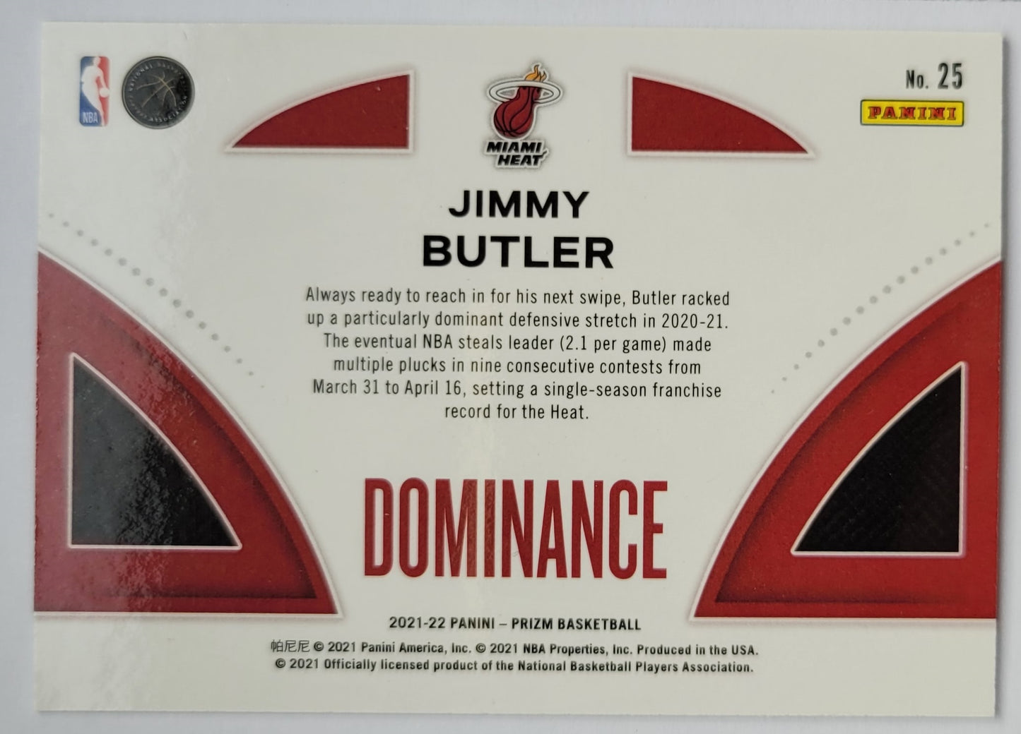 Jimmy Butler - 2021-22 Panini Prizm Dominance #25