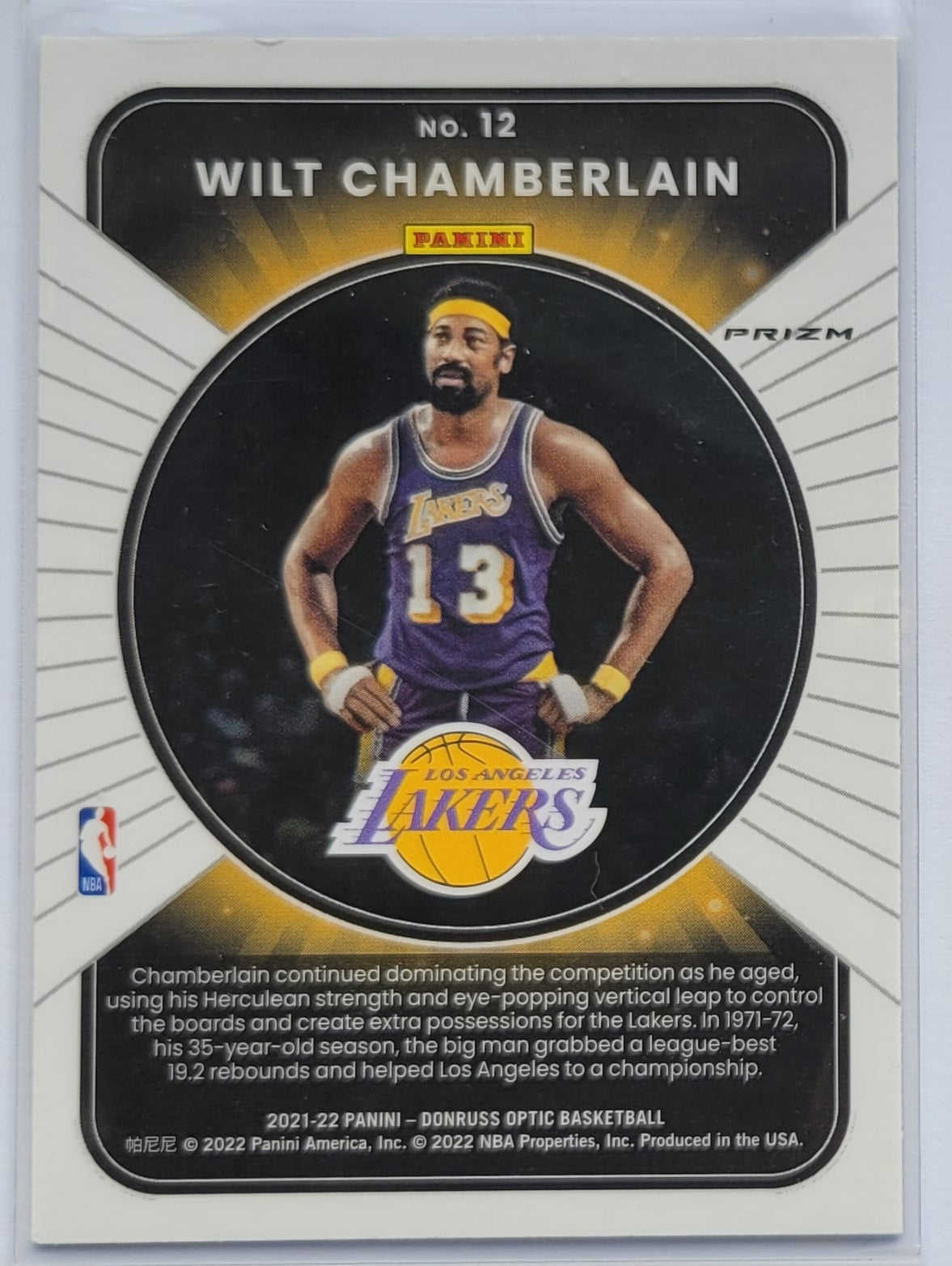 Wilt Chamberlain - 2021-22 Donruss Optic Winner Stays Holo #12