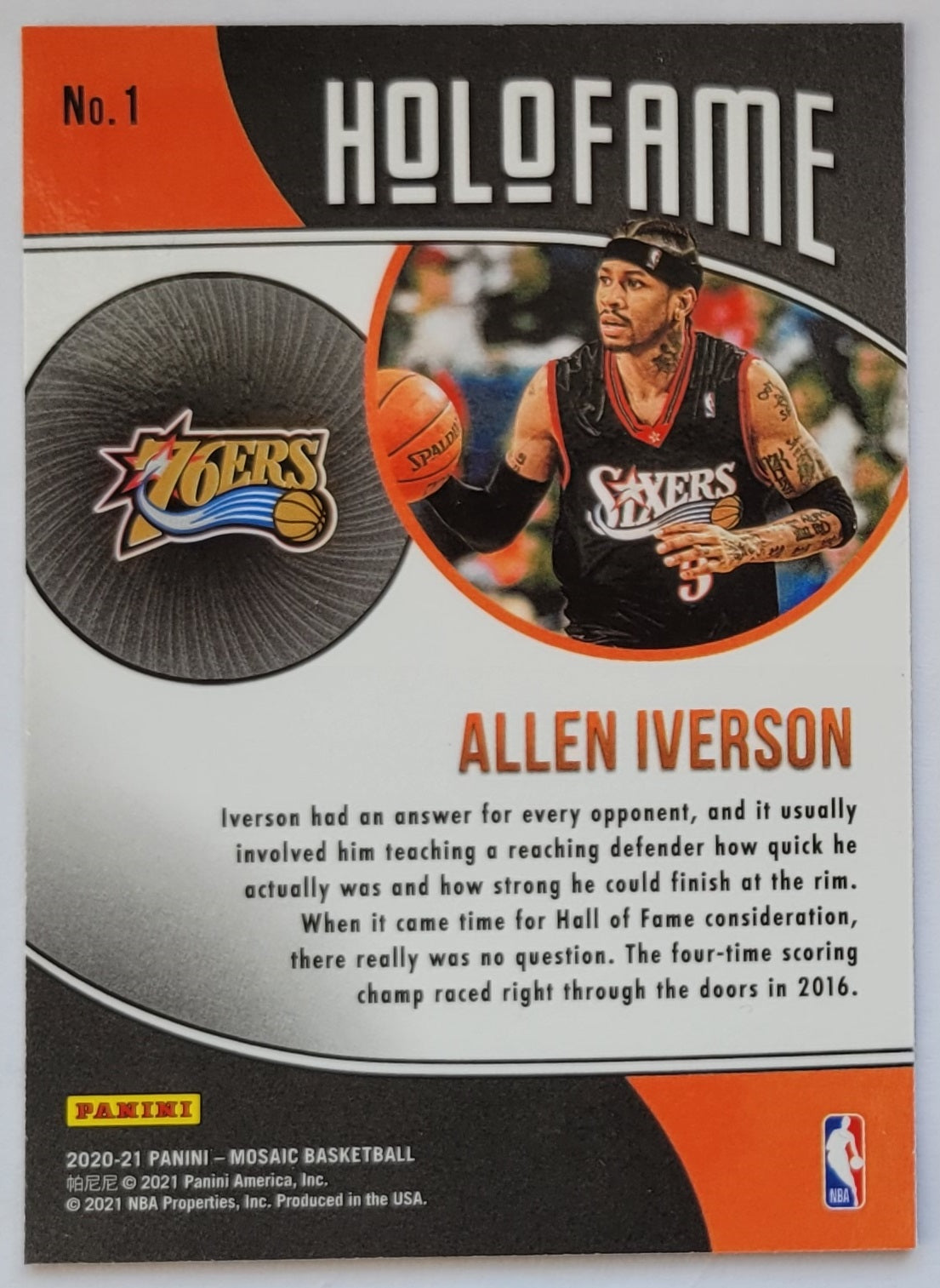 Allen Iverson - 2020-21 Panini Mosaic HoloFame #1