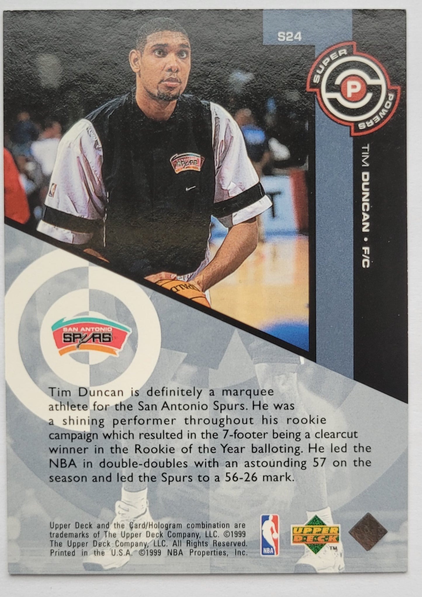 Tim Duncan - 1998-99 Upper Deck Super Powers #S24