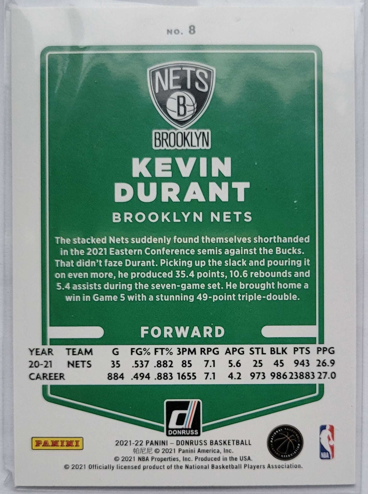 Kevin Durant - 2021-22 Donruss Holo Orange Laser #8