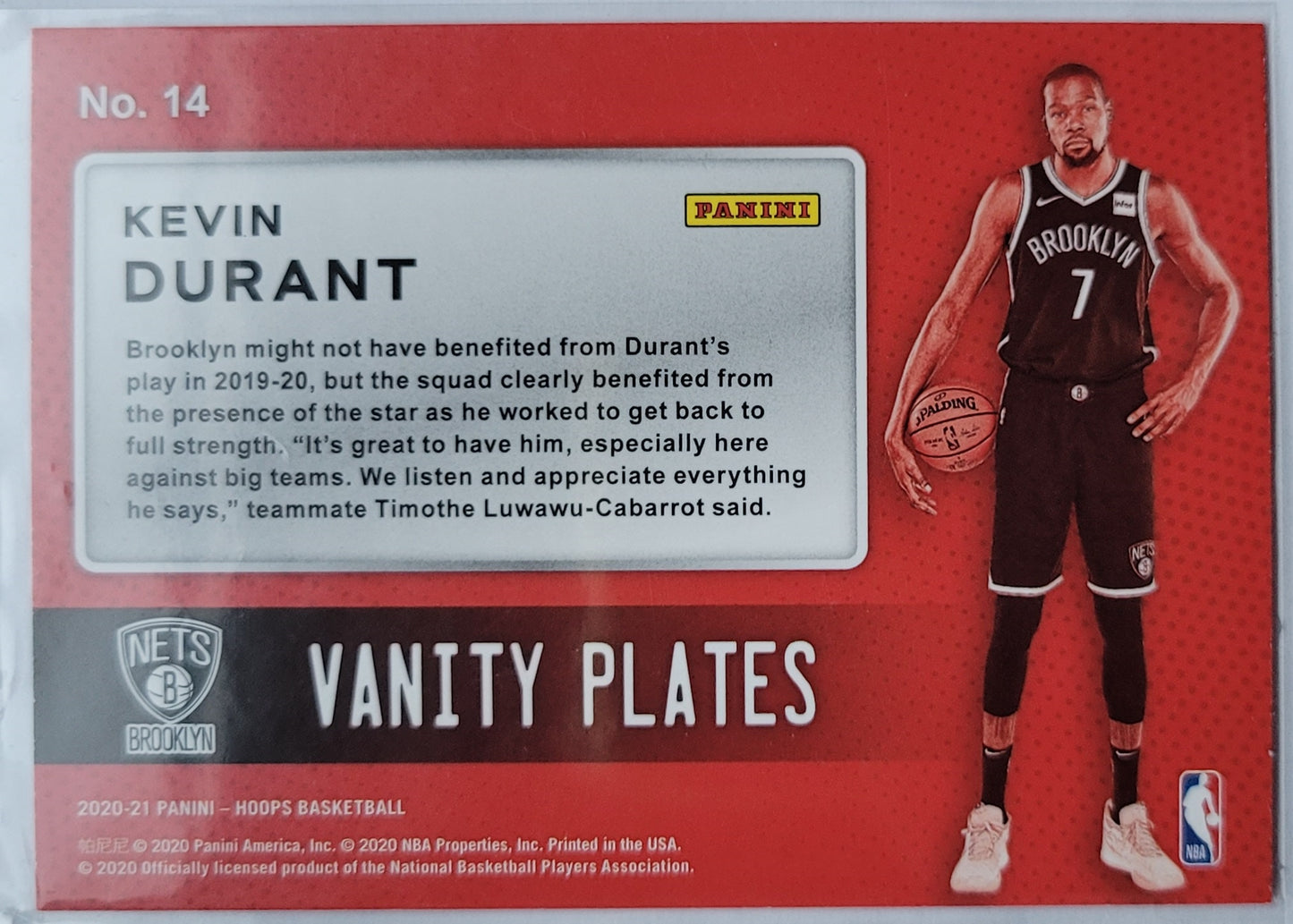 Kevin Durant - 2020-21 Hoops Vanity Plates Holo #14