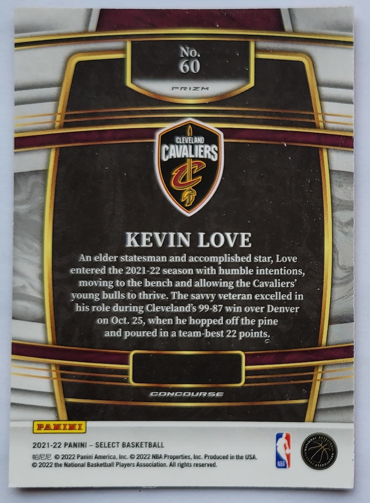 Kevin Love - 2021-22 Select Prizms Orange Flash #60