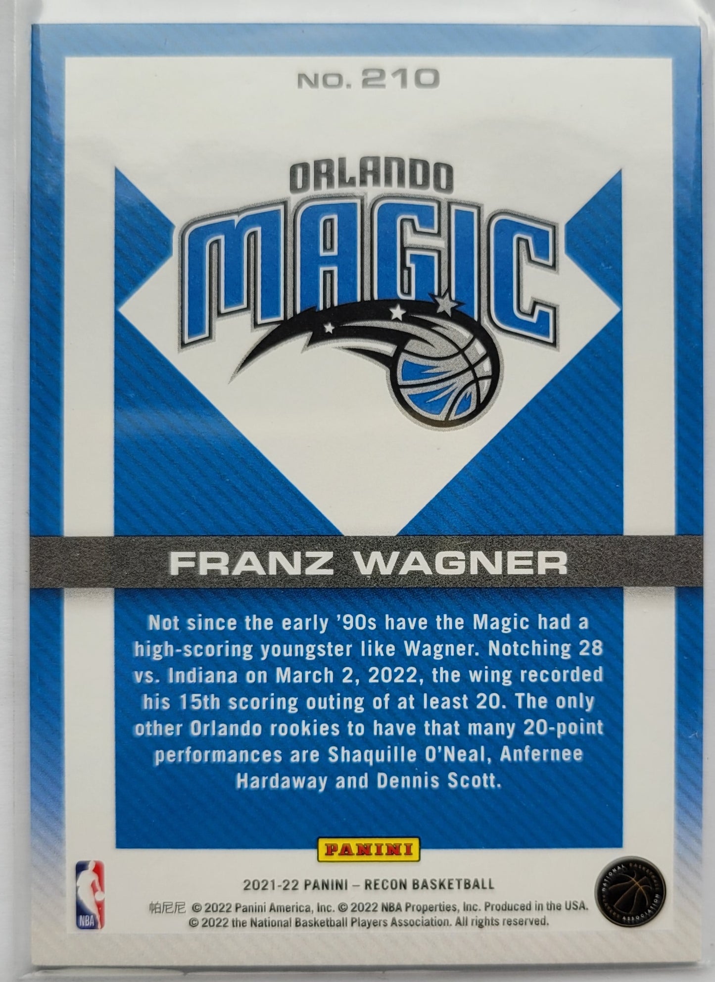 Franz Wagner - 2021-22 Panini Recon Holo Bronze #210 RC - 149/299