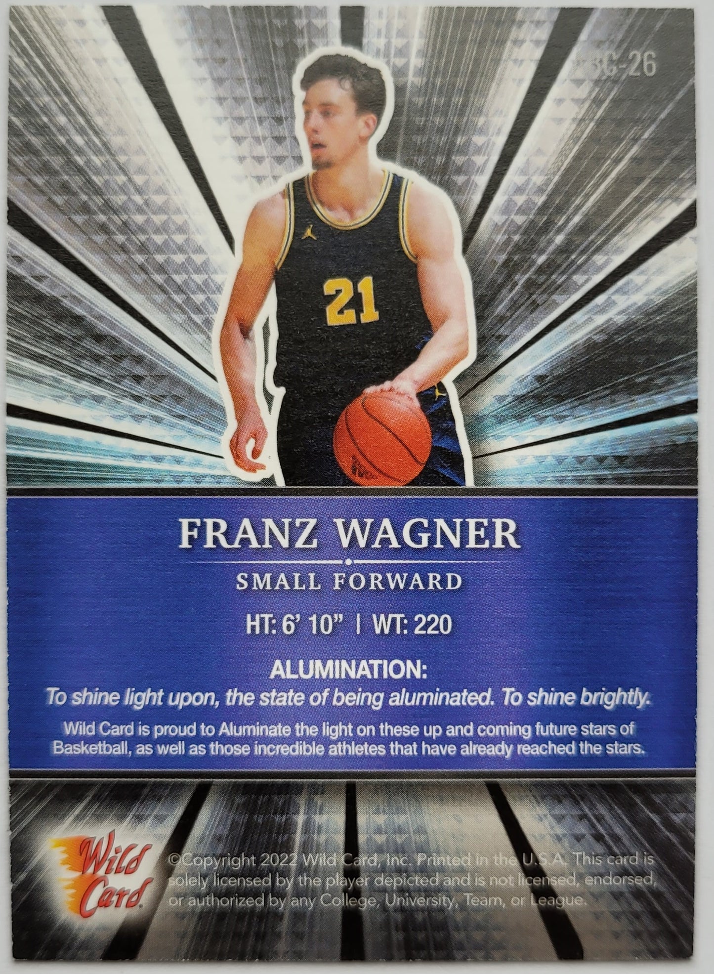 Franz Wagner - 2021-22 Wild Card Alumination #ABC26 RC