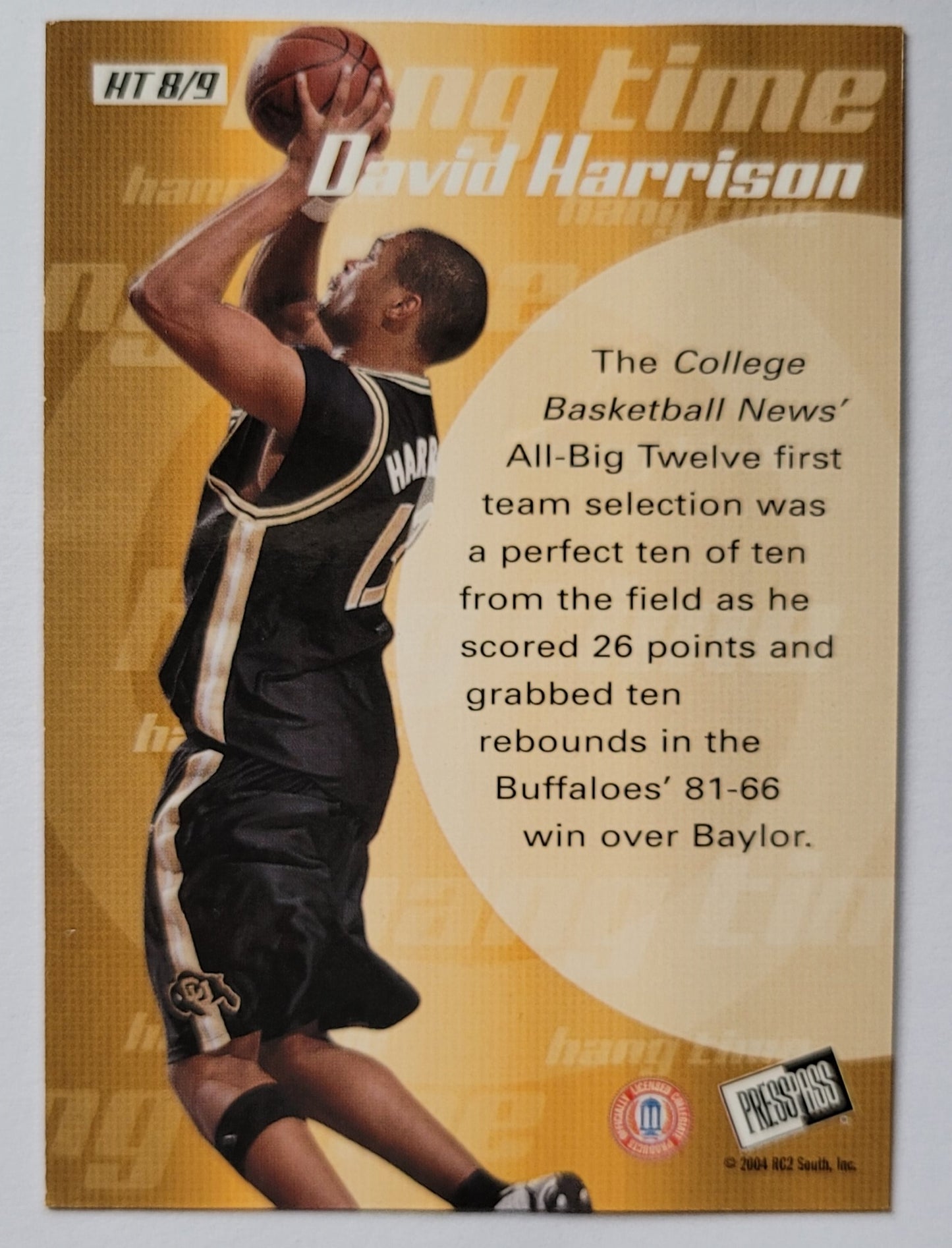 David Harrison - 2004 Press Pass Hang Time #8