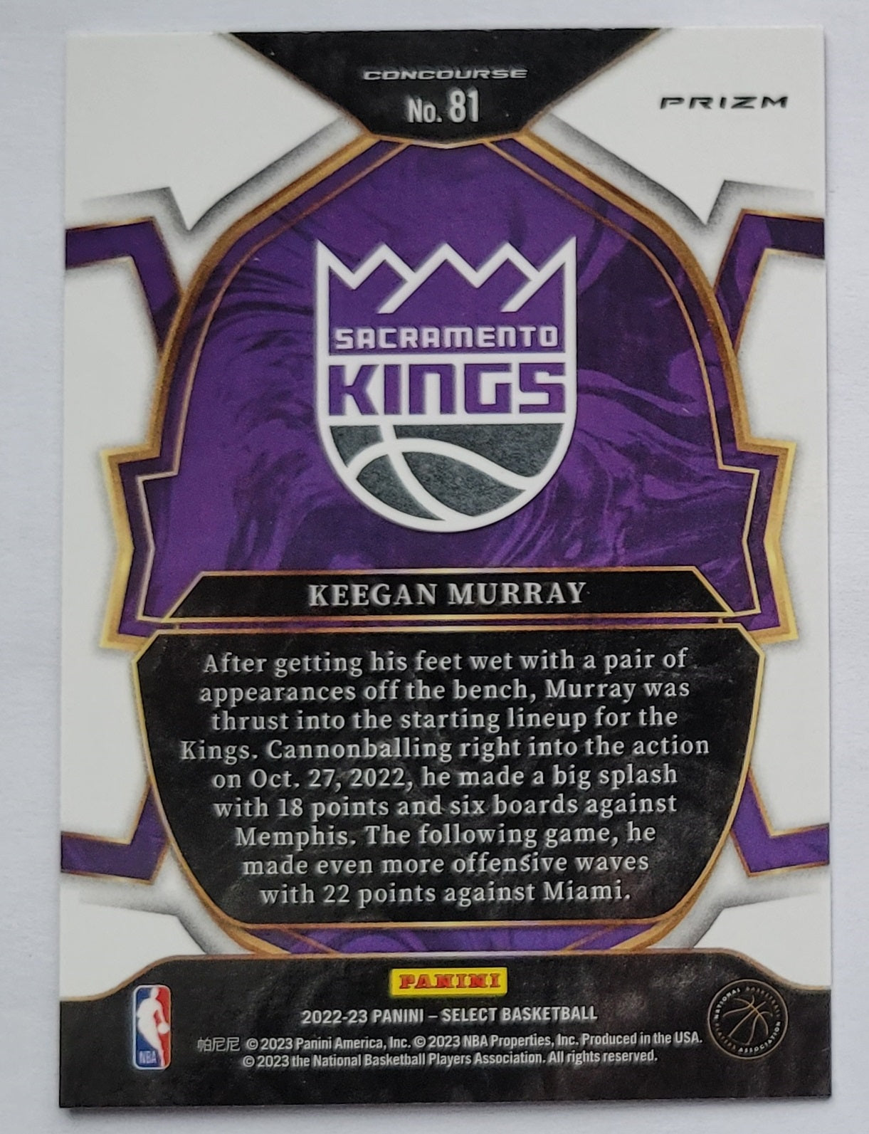 Keegan Murray - 2022-23 Select Prizms Red Cracked Ice #81 RC