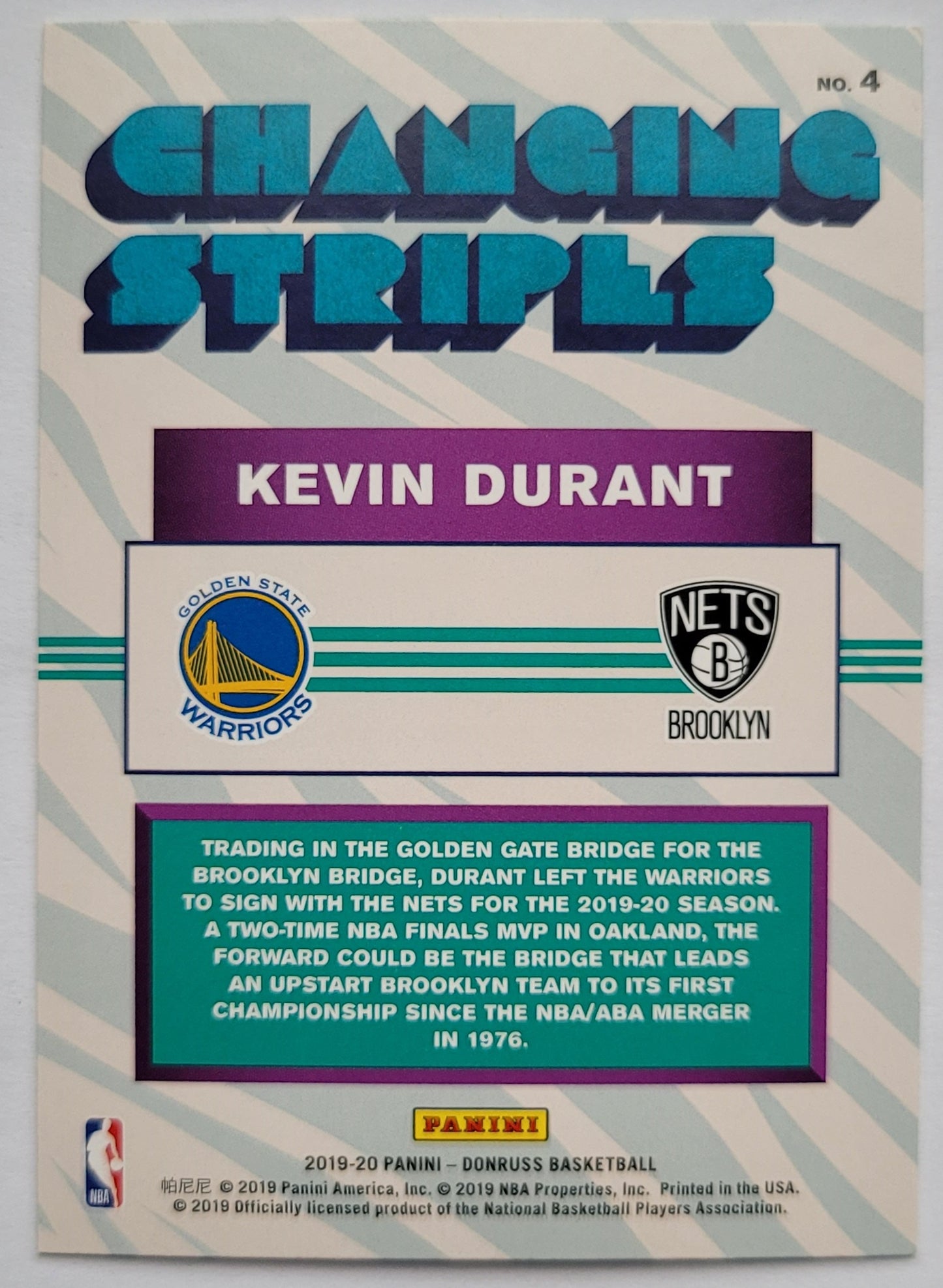 Kevin Durant - 2019-20 Donruss Changing Stripes #4