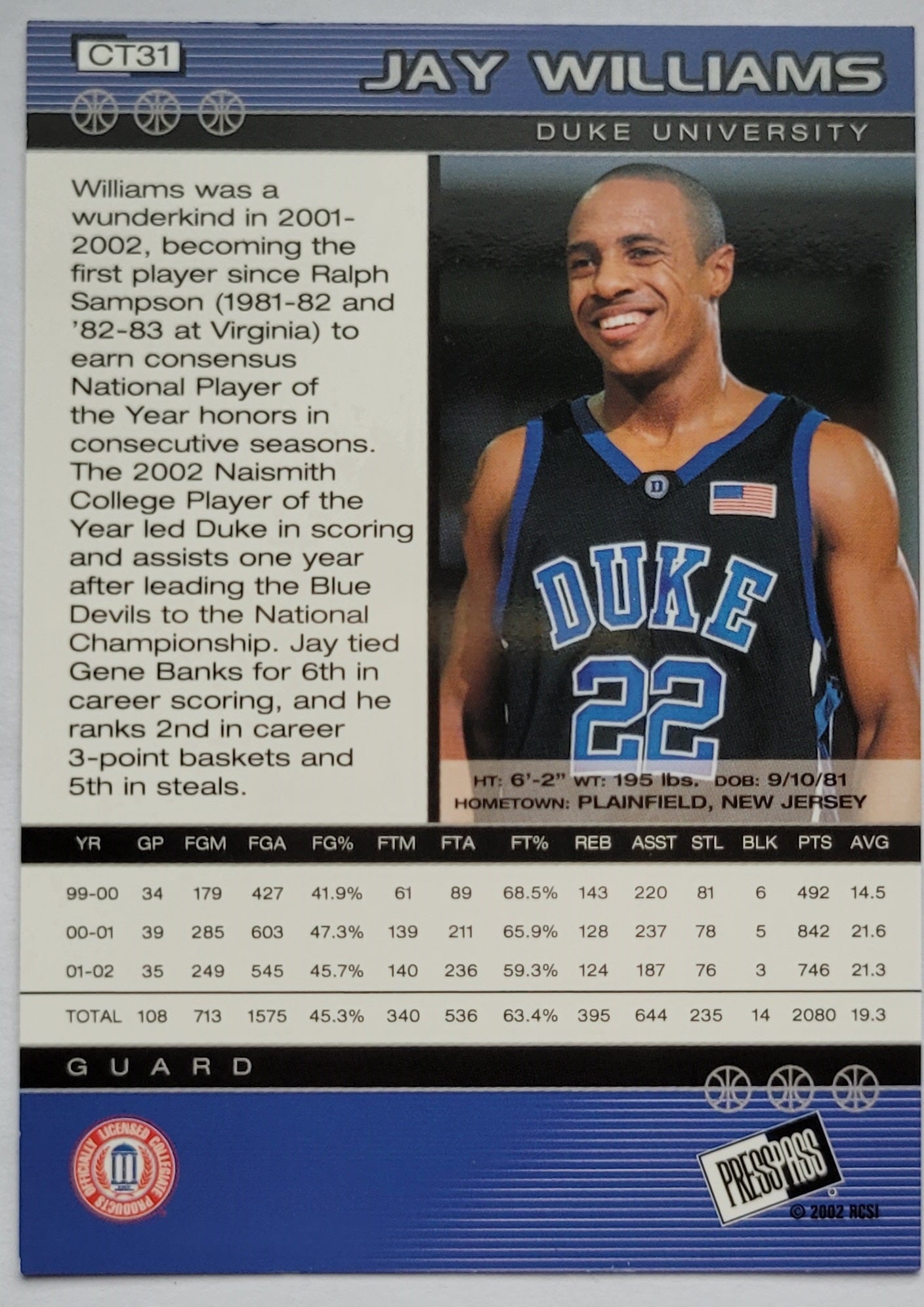 Jay Williams - 2002 Press Pass #31