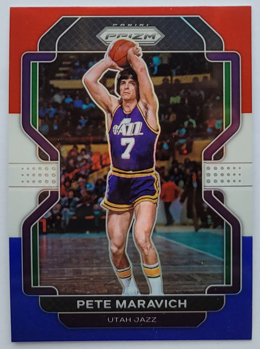 Pete Maravich - 2021-22 Panini Prizm Prizms Red White and Blue #261