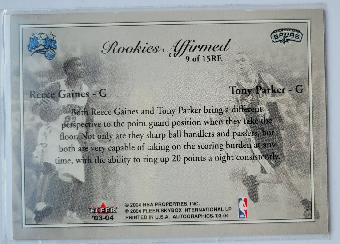 Reece Gaines / Tony Parker - 2003-04 SkyBox Autographics Rookies Affirmed #9