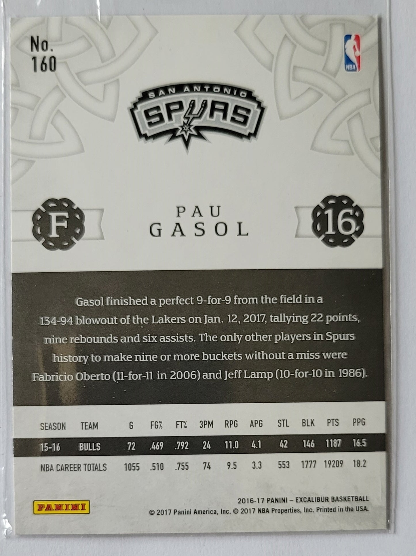 Pau Gasol - 2016-17 Panini Excalibur Lord #160