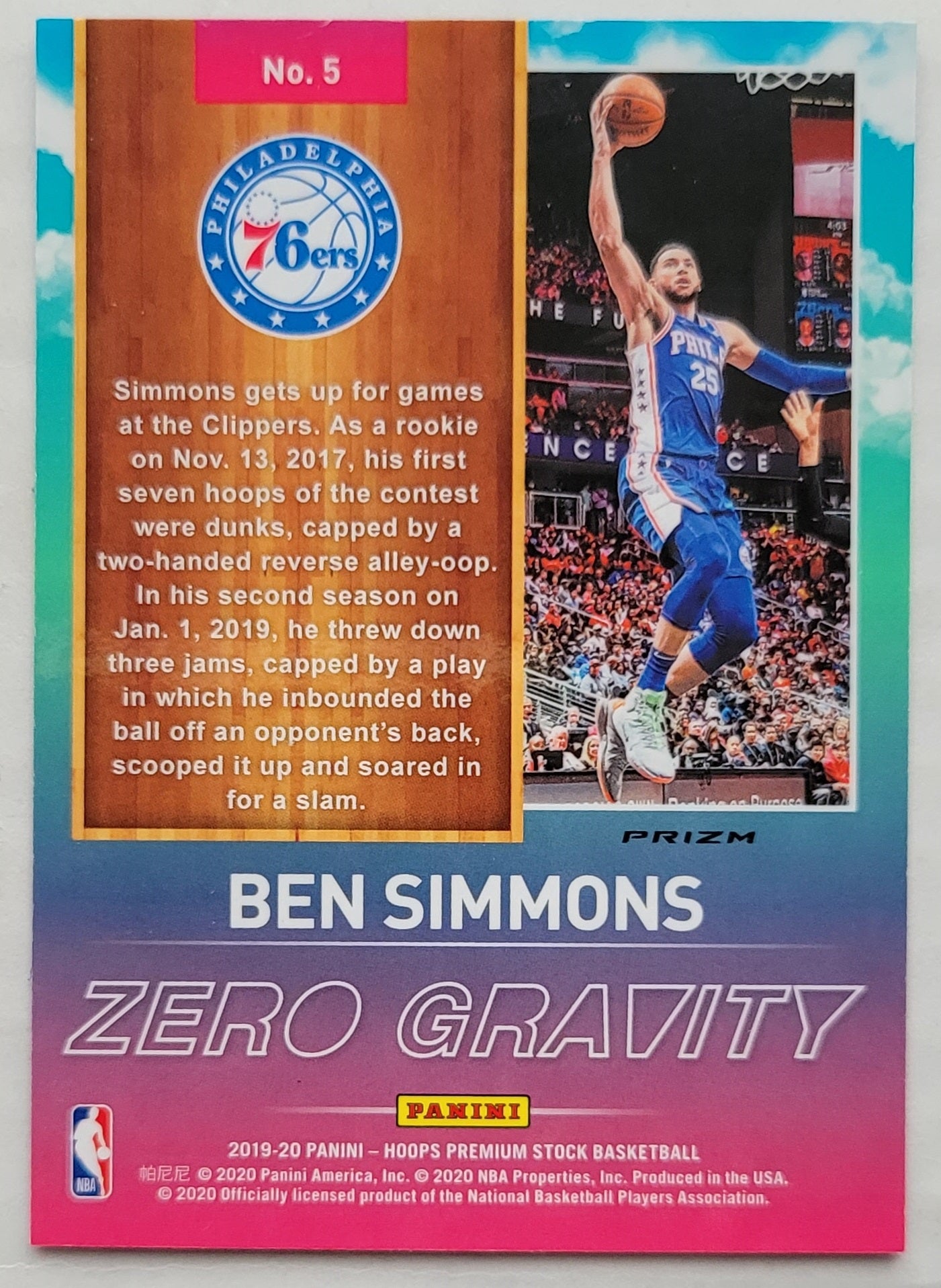 Ben Simmons - 2019-20 Hoops Premium Stock Zero Gravity Blue #5