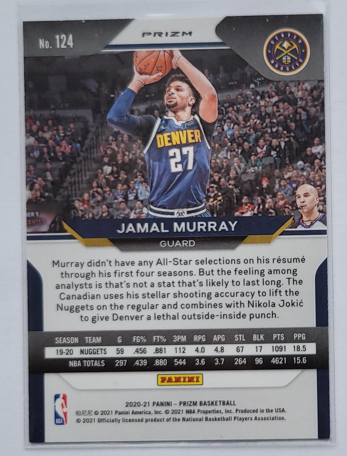 Jamal Murray - 2020-21 Panini Prizm Prizms Red White and Blue #124