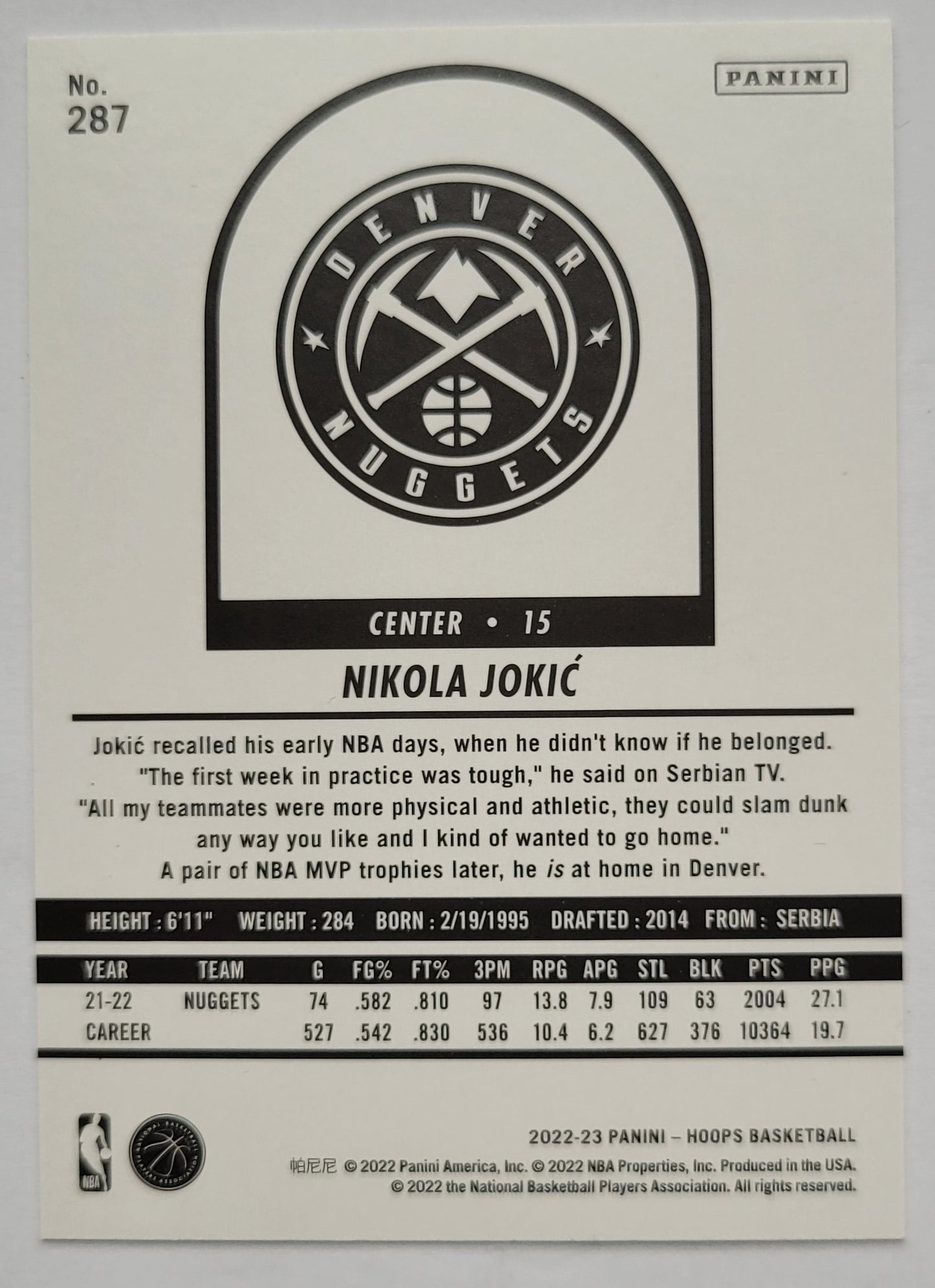 Nikola Jokic - 2022-23 Hoops Winter #287