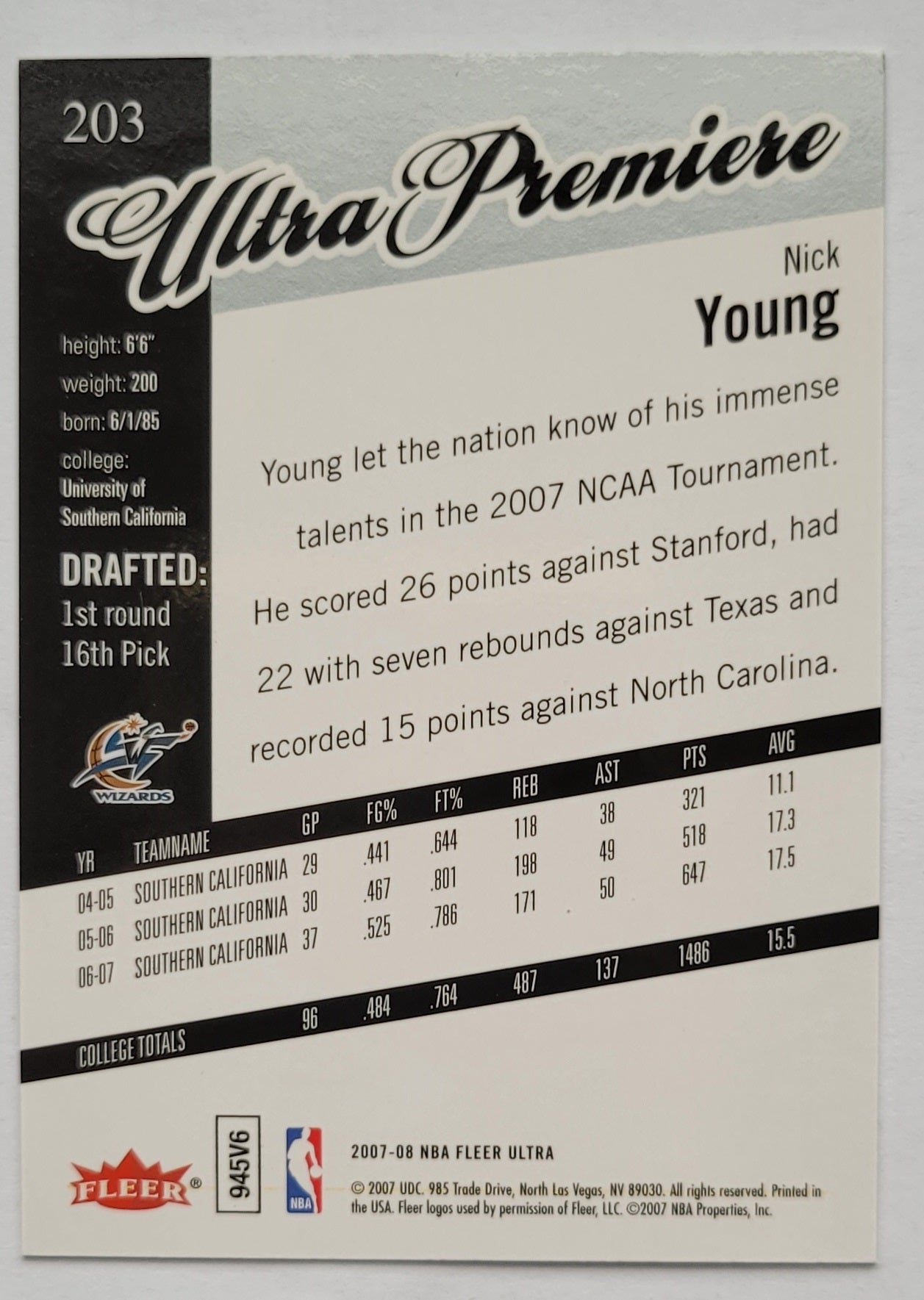 Nick Young - 2007-08 Ultra SE #203 RC