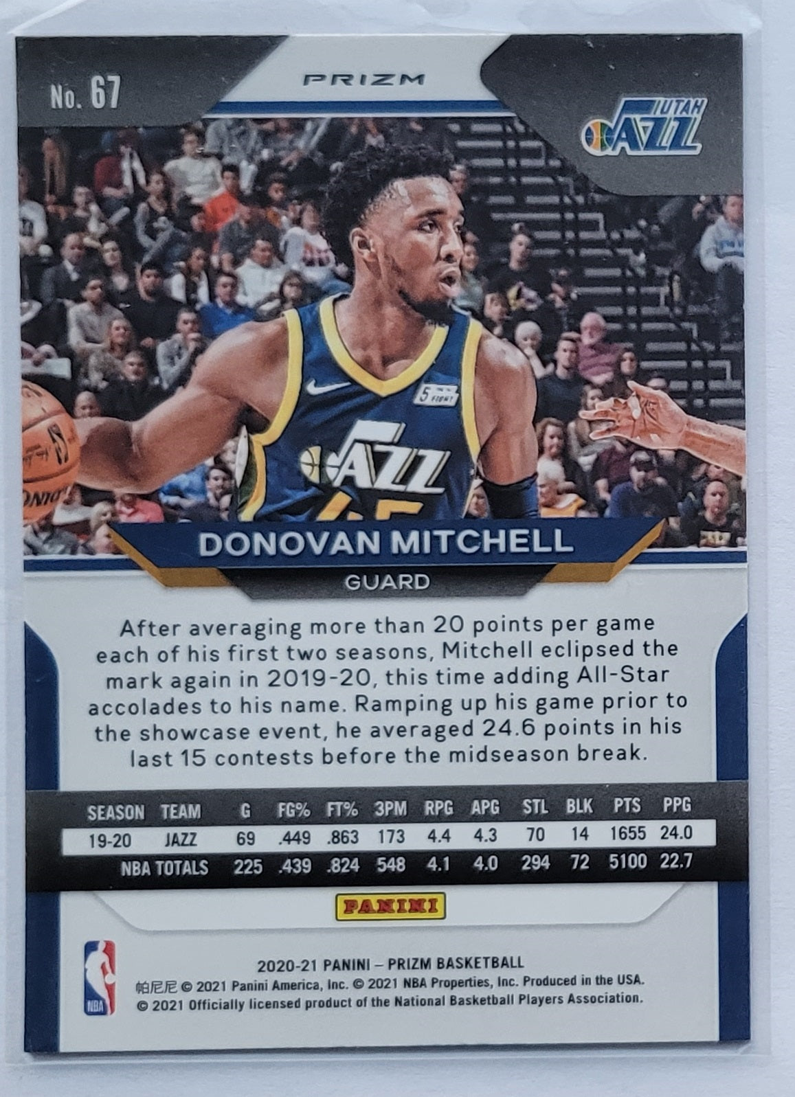 Donovan Mitchell - 2020-21 Panini Prizm Prizms Red White and Blue #67