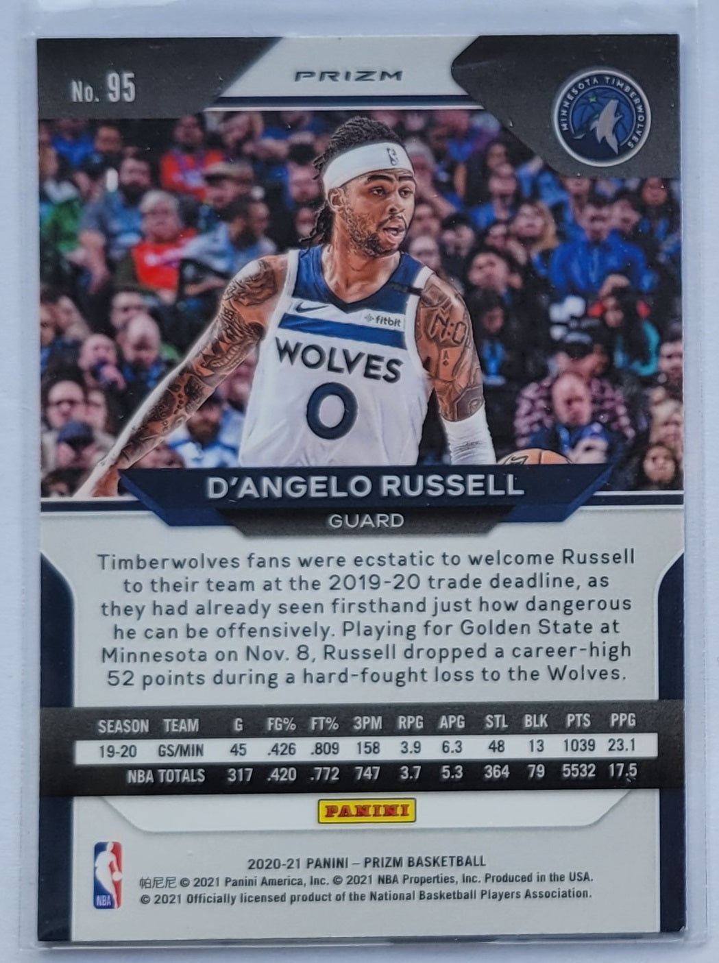 D'Angelo Russell - 2020-21 Panini Prizm Prizms Silver #95