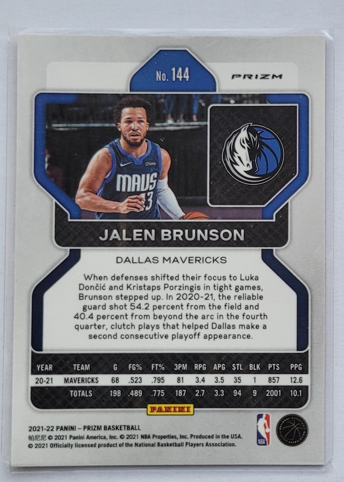 Jalen Brunson - 2021-22 Panini Prizm Prizms Orange Ice #144