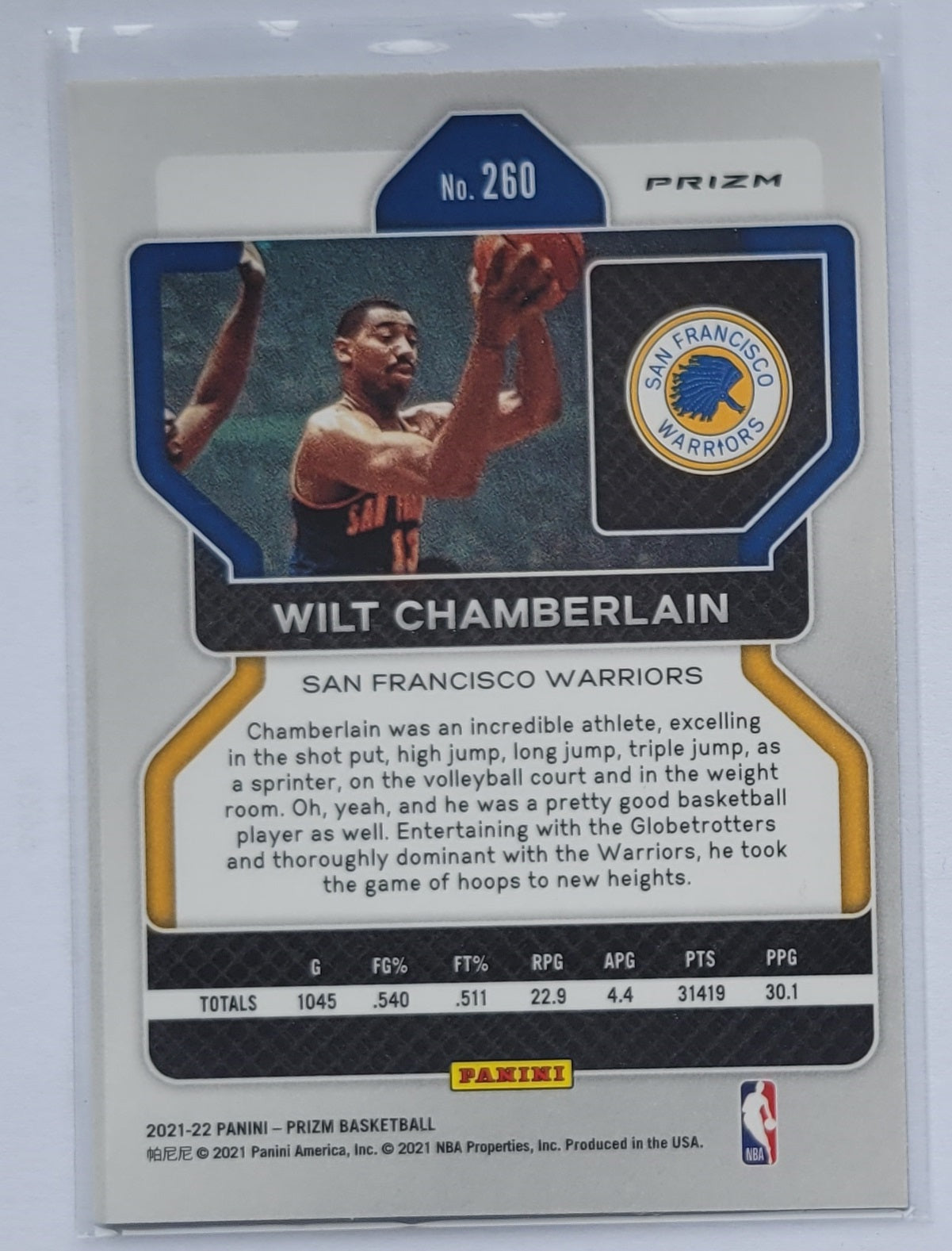 Wilt Chamberlain - 2021-22 Panini Prizm Prizms Hyper #260