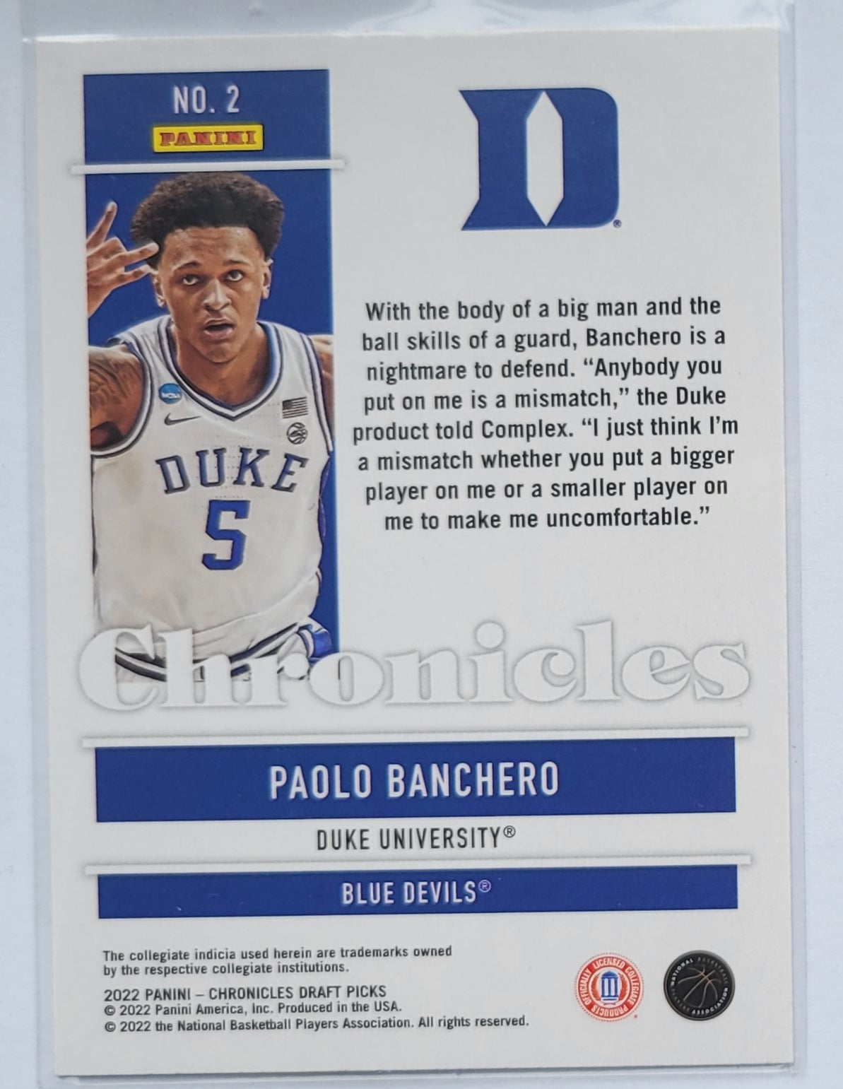 Paolo Banchero - 2022-23 Panini Chronicles Draft Picks #2 RC