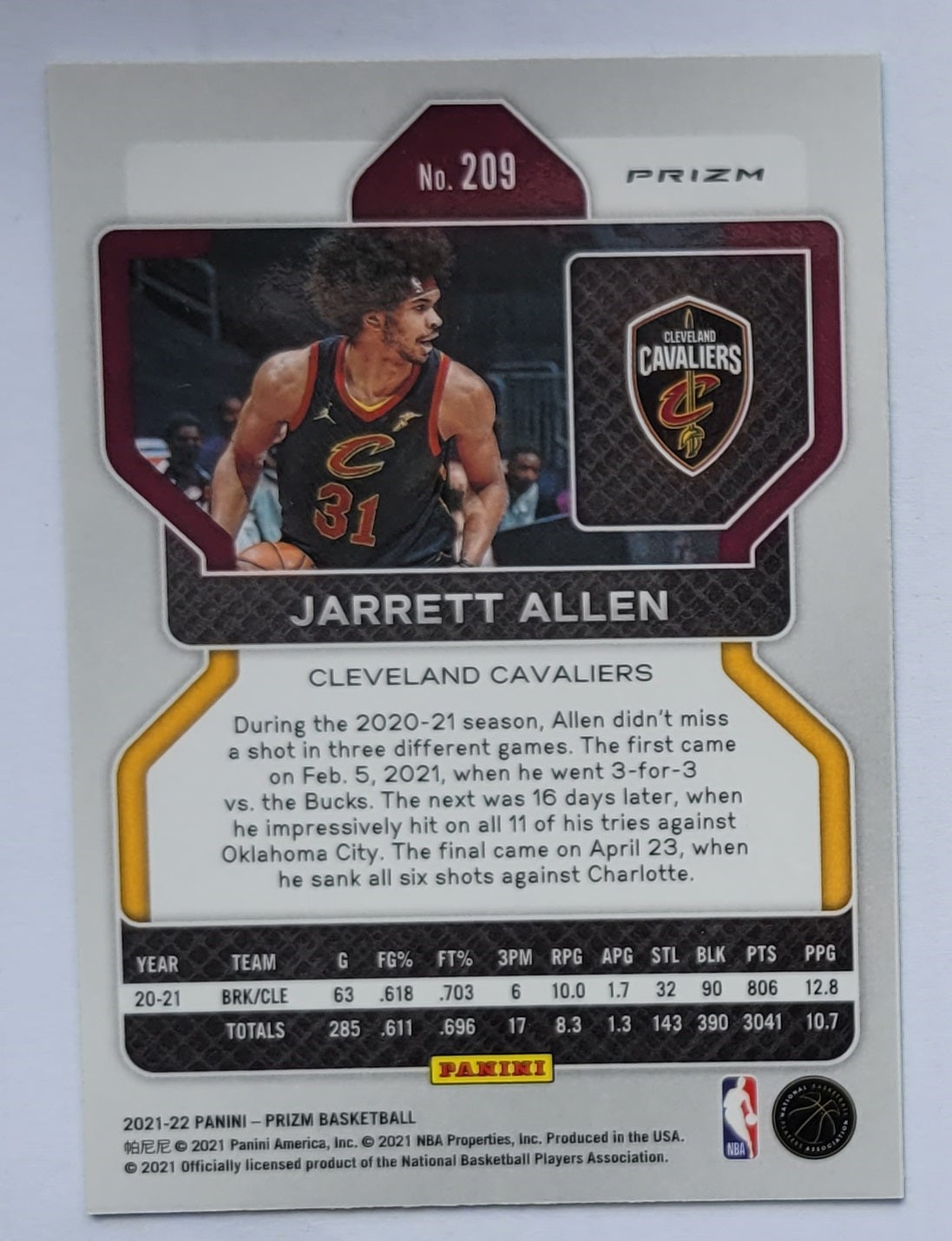 Jarrett Allen - 2021-22 Panini Prizm Prizms Green #209