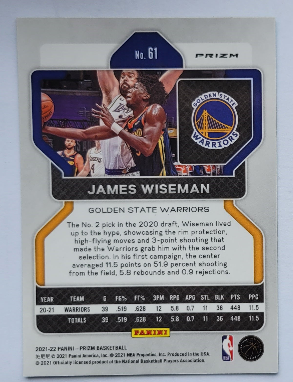 James Wiseman - 2021-22 Panini Prizm Prizms Green #61