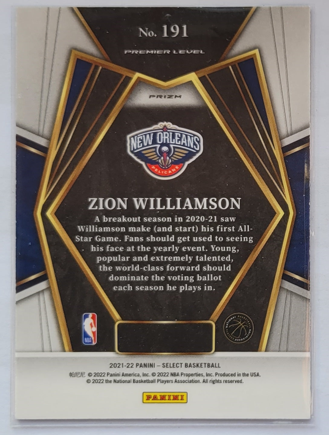 Zion Williamson - 2021-22 Select Prizms Blue #191