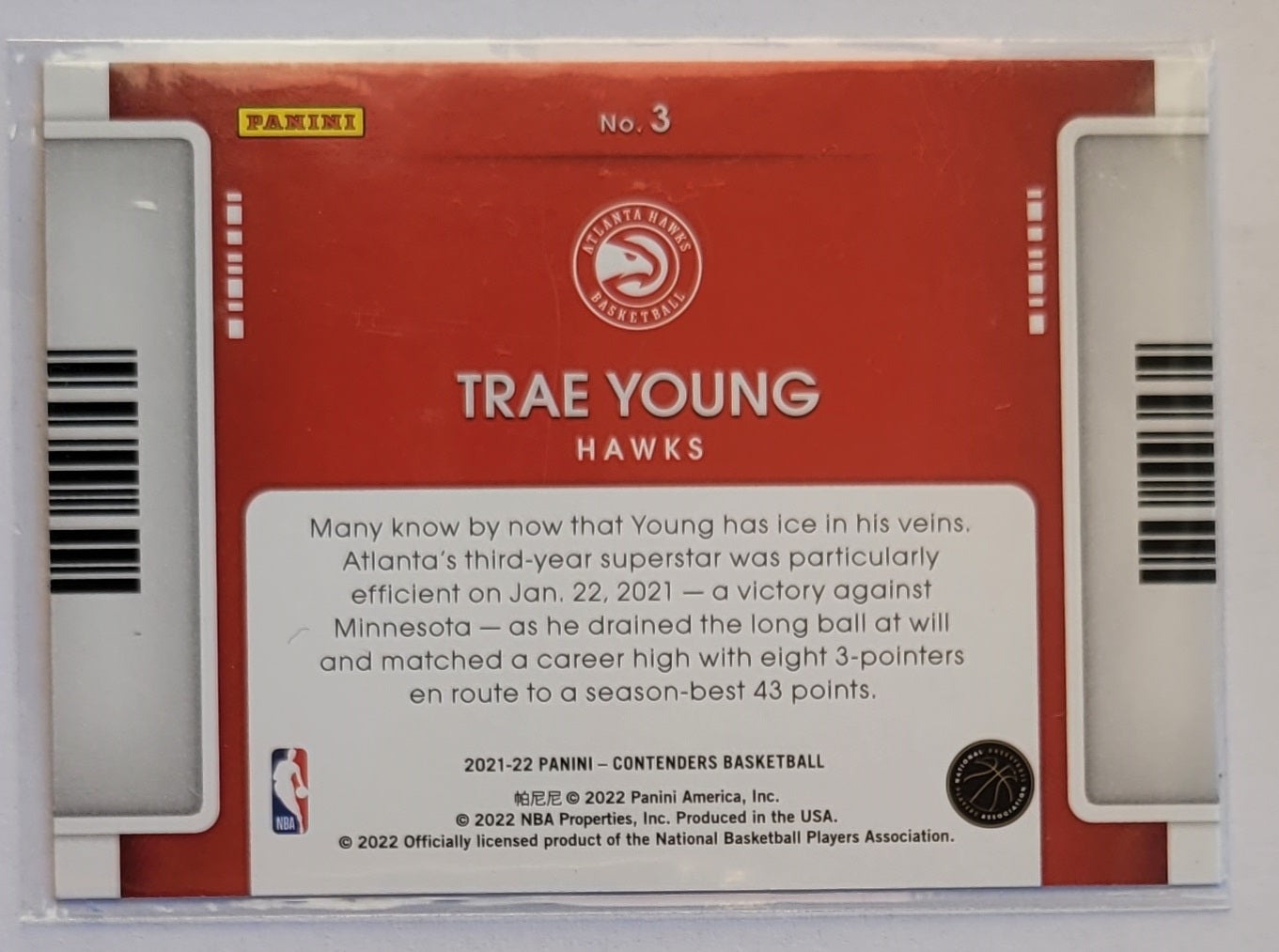 Trae Young - 2021-22 Panini Contenders Game Night Ticket #3