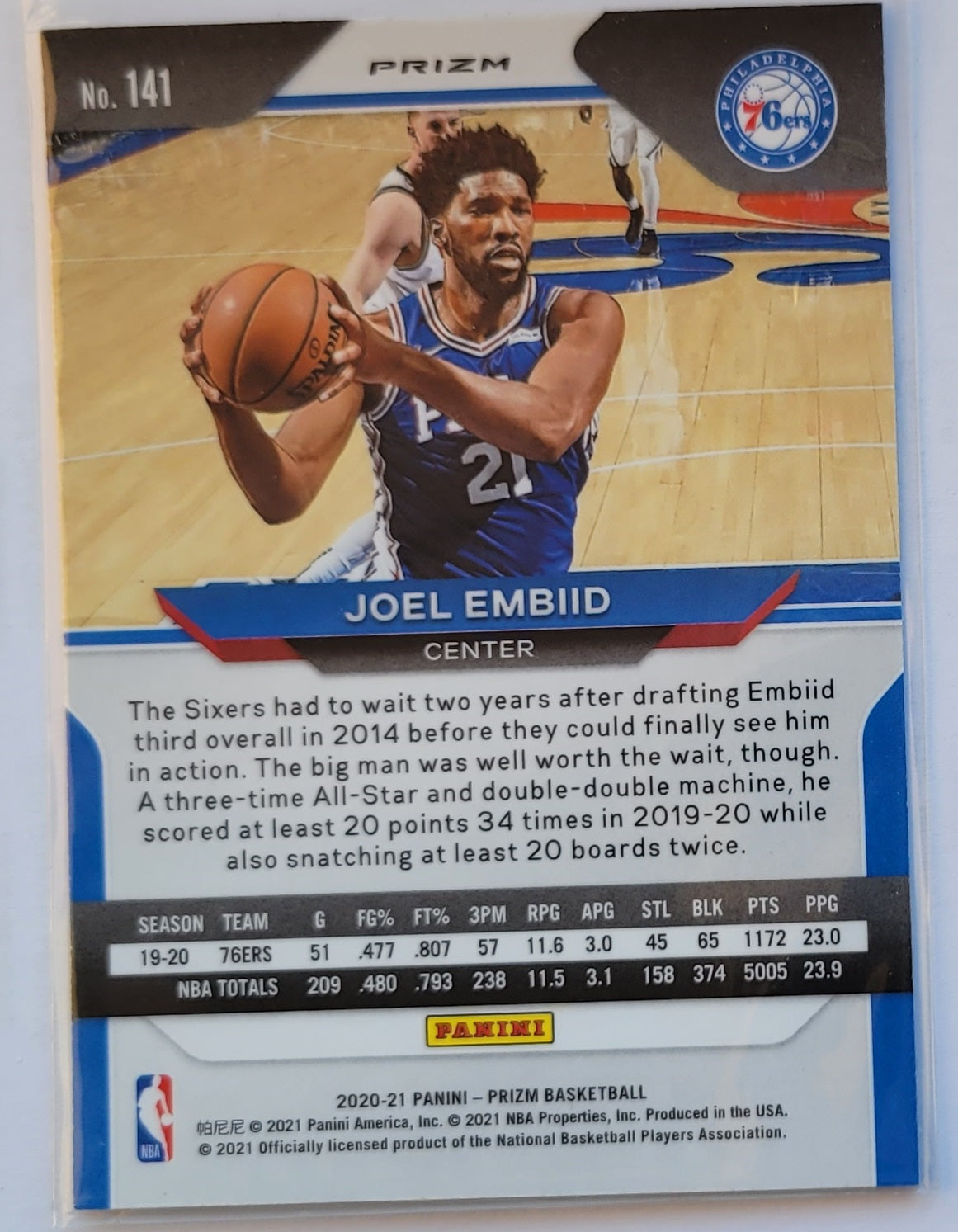 Joel Embiid - 2020-21 Panini Prizm Prizms Silver #141