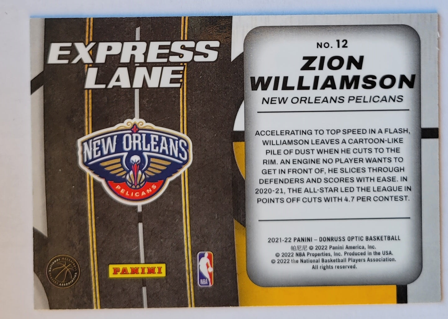 Zion Williamson - 2021-22 Donruss Optic Express Lane #12