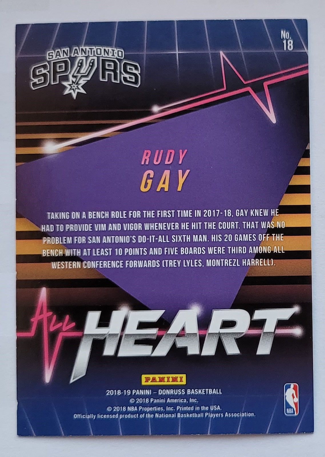 Rudy Gay - 2018-19 Donruss All Heart #18