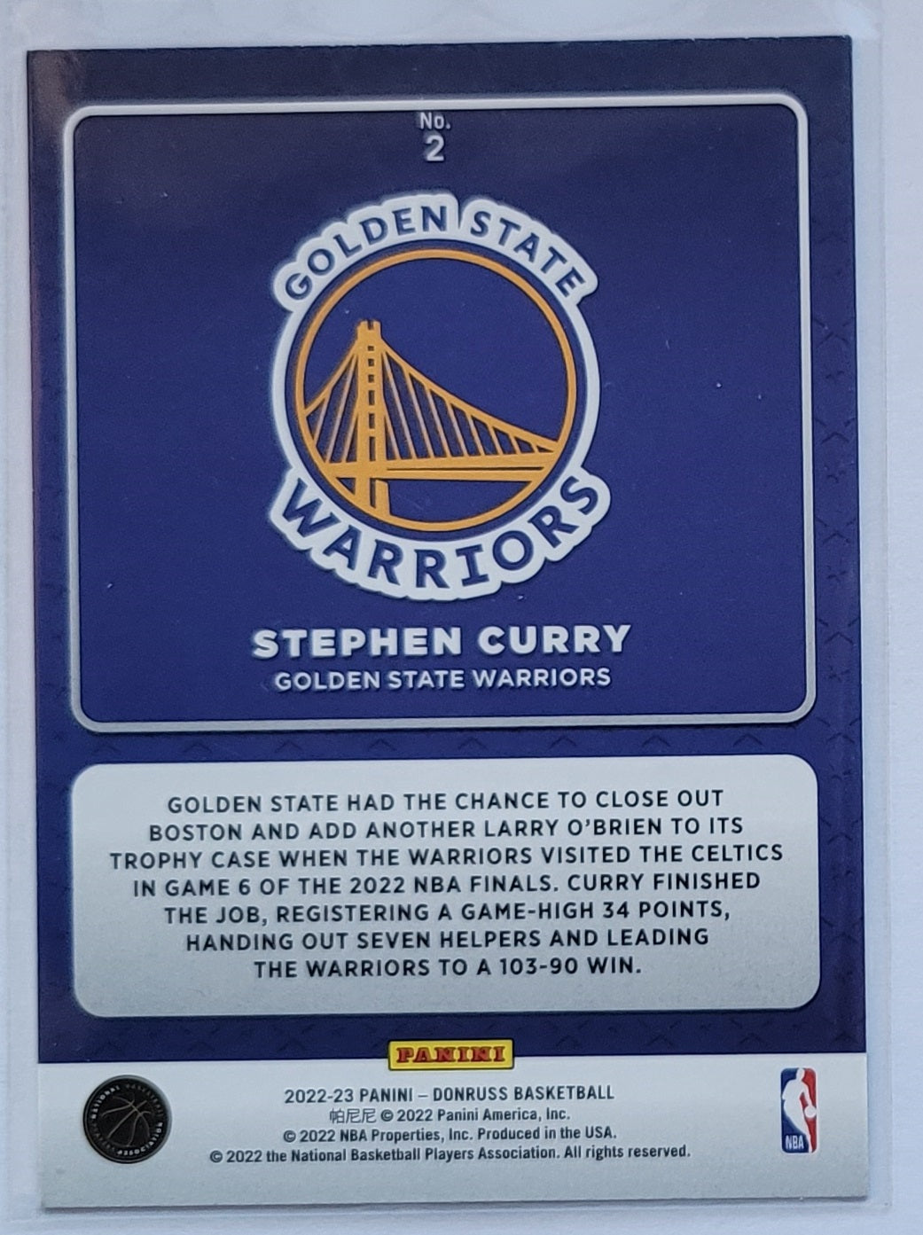 Stephen Curry - 2022-23 Donruss Production Line #2