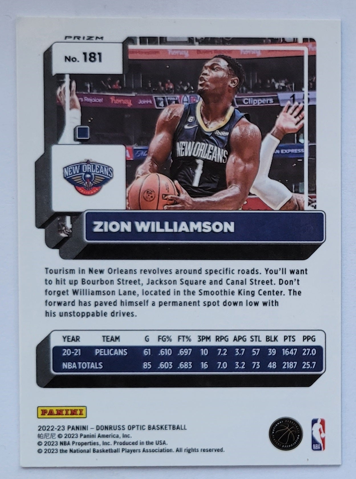 Zion Williamson - 2022-23 Donruss Optic Holo #181