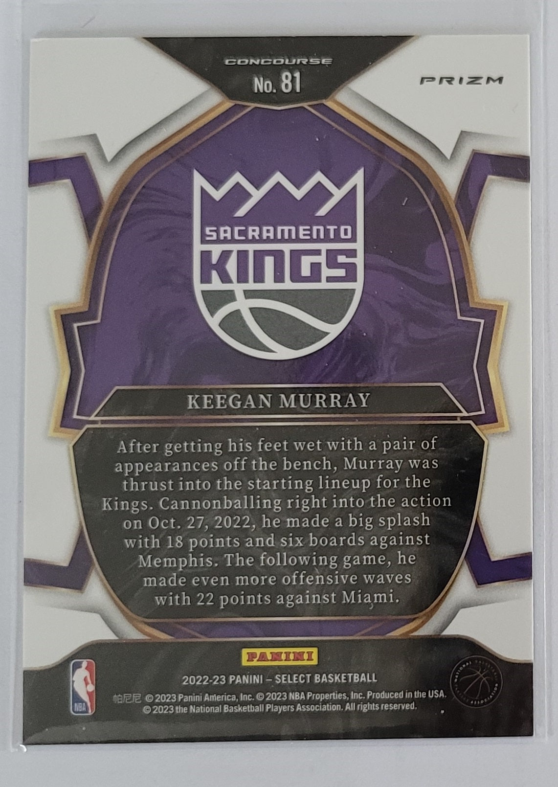 Keegan Murray - 2022-23 Select Prizms Blue #81 RC