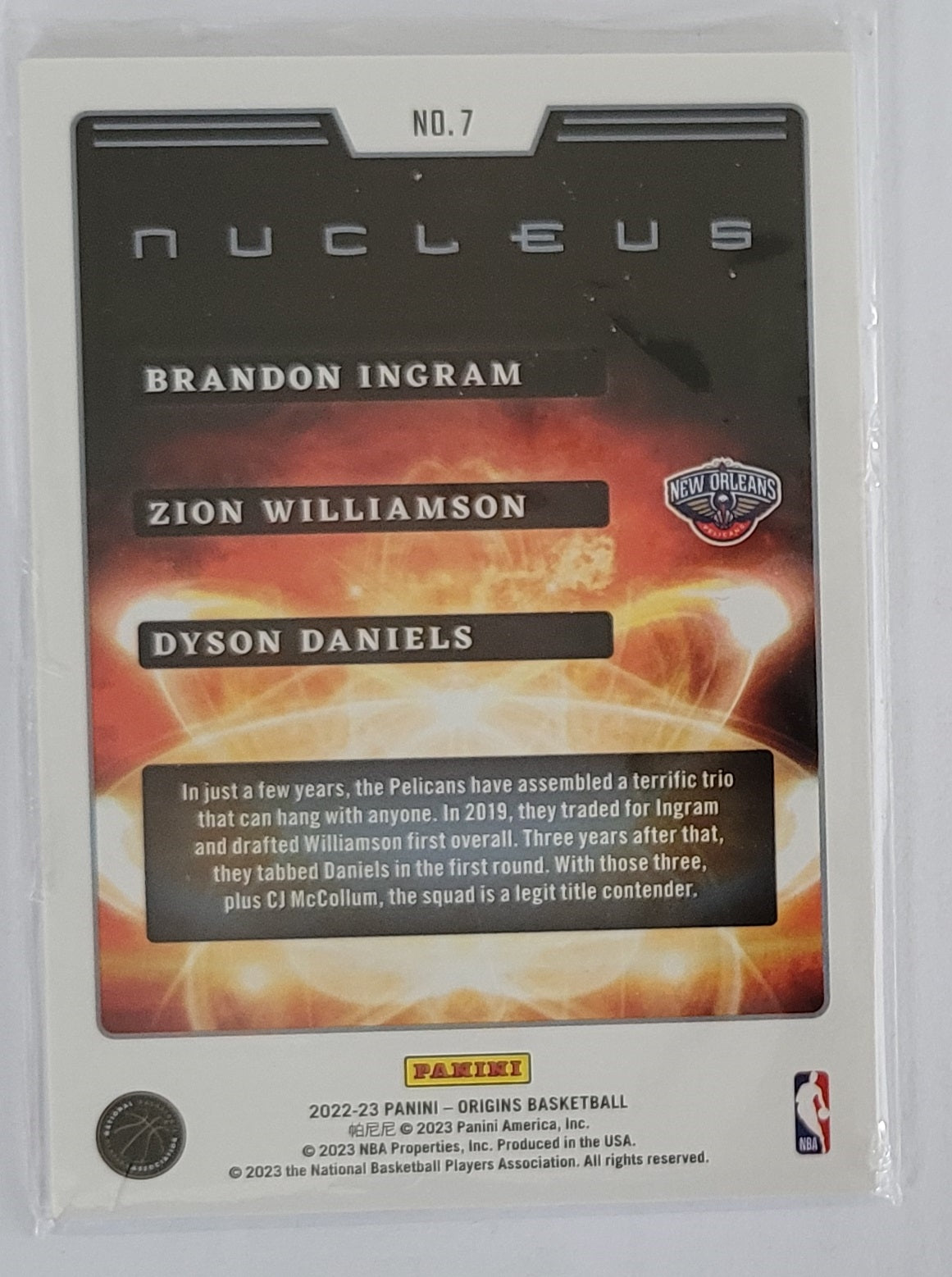 Zion Williamson / Brandon Ingram / Dyson Daniels - 2022-23 Panini Origins Nucleus #7