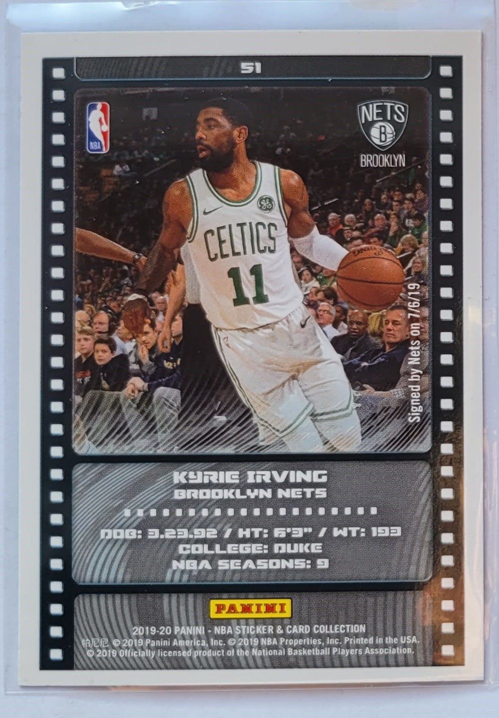 Kyrie Irving - 2019-20 Panini Stickers Cards Silver Foil #51