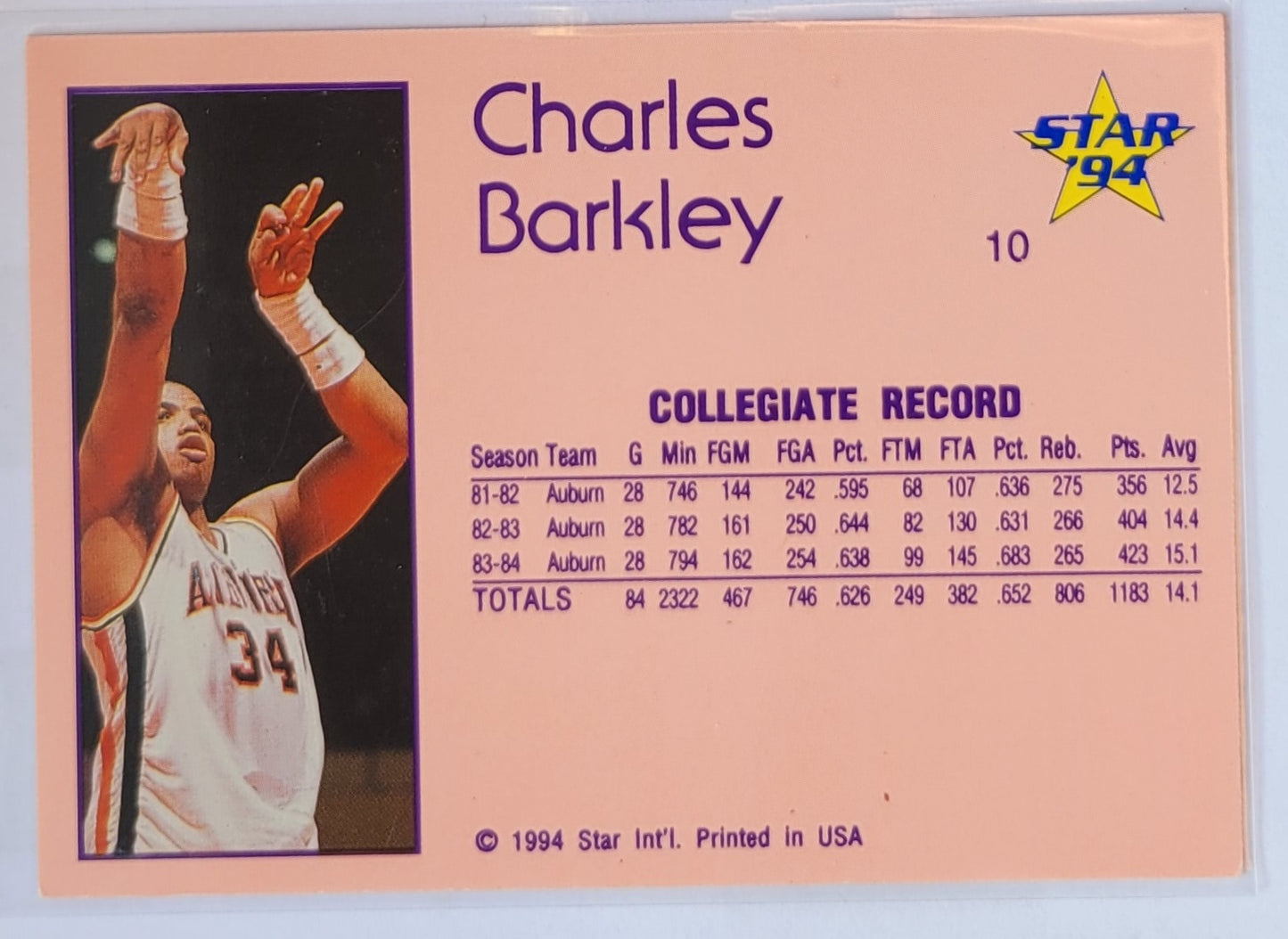 Charles Barkley - 1993-94 Star #10 Collegiate Stats