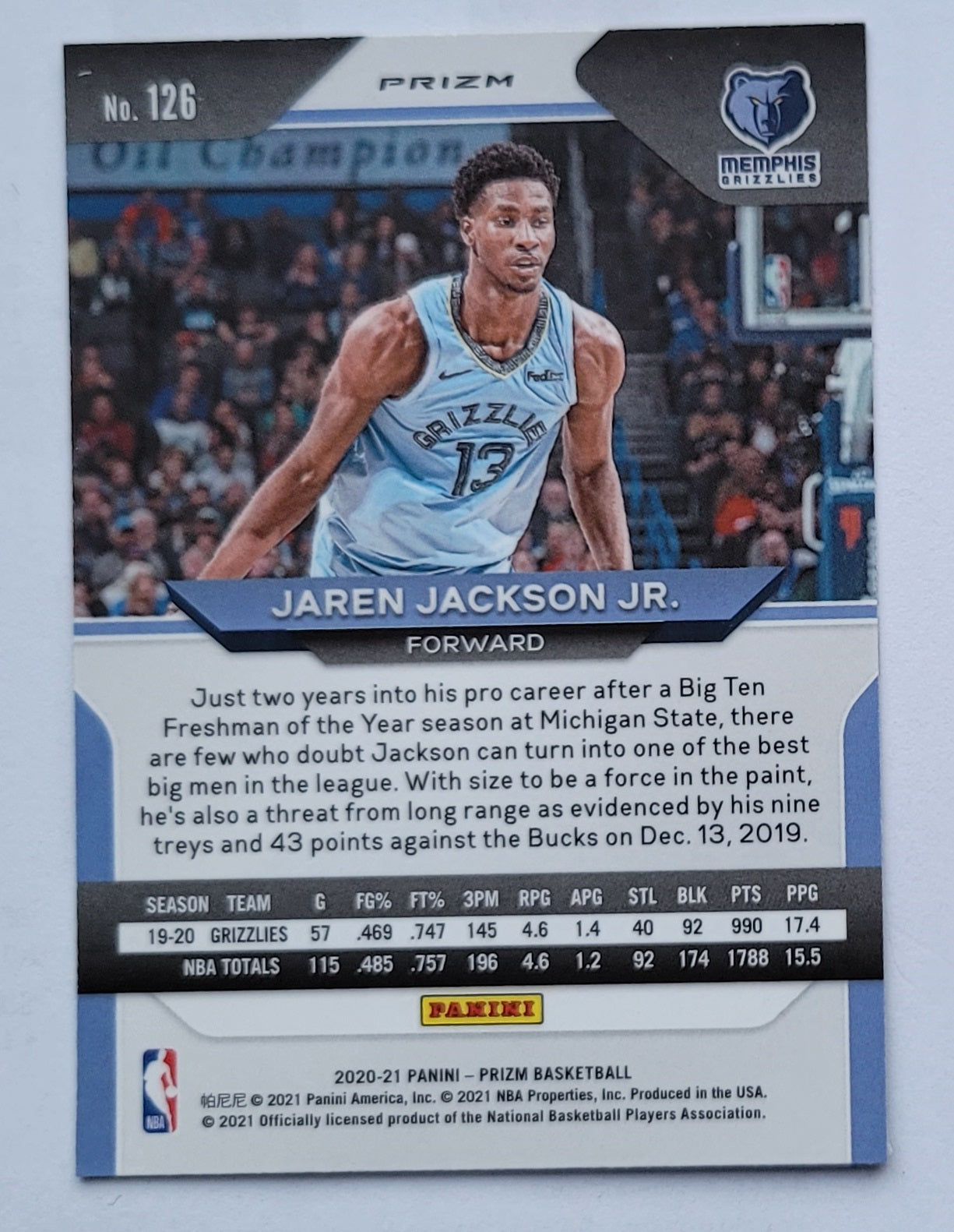 Jaren Jackson Jr. - 2020-21 Panini Prizm Prizms Green #126