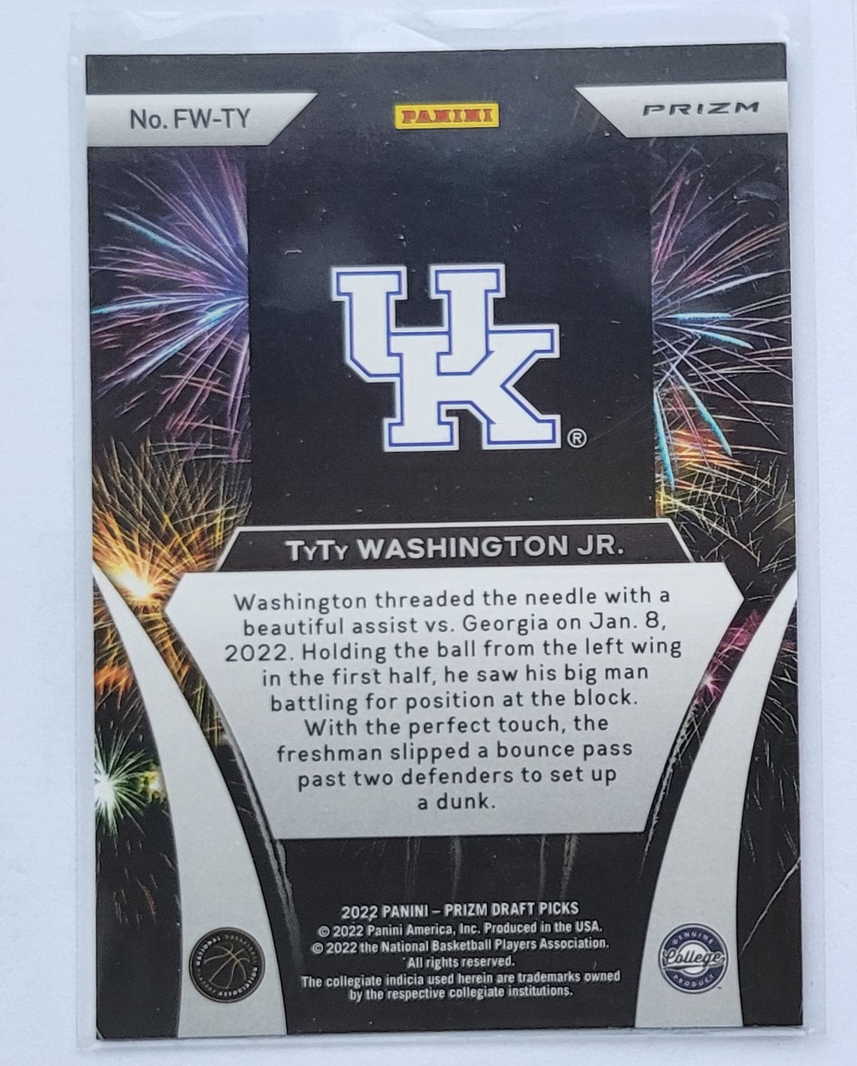 TyTy Washington Jr. - 2022-23 Panini Prizm Draft Picks Fireworks Prizms Hyper #FW-TY