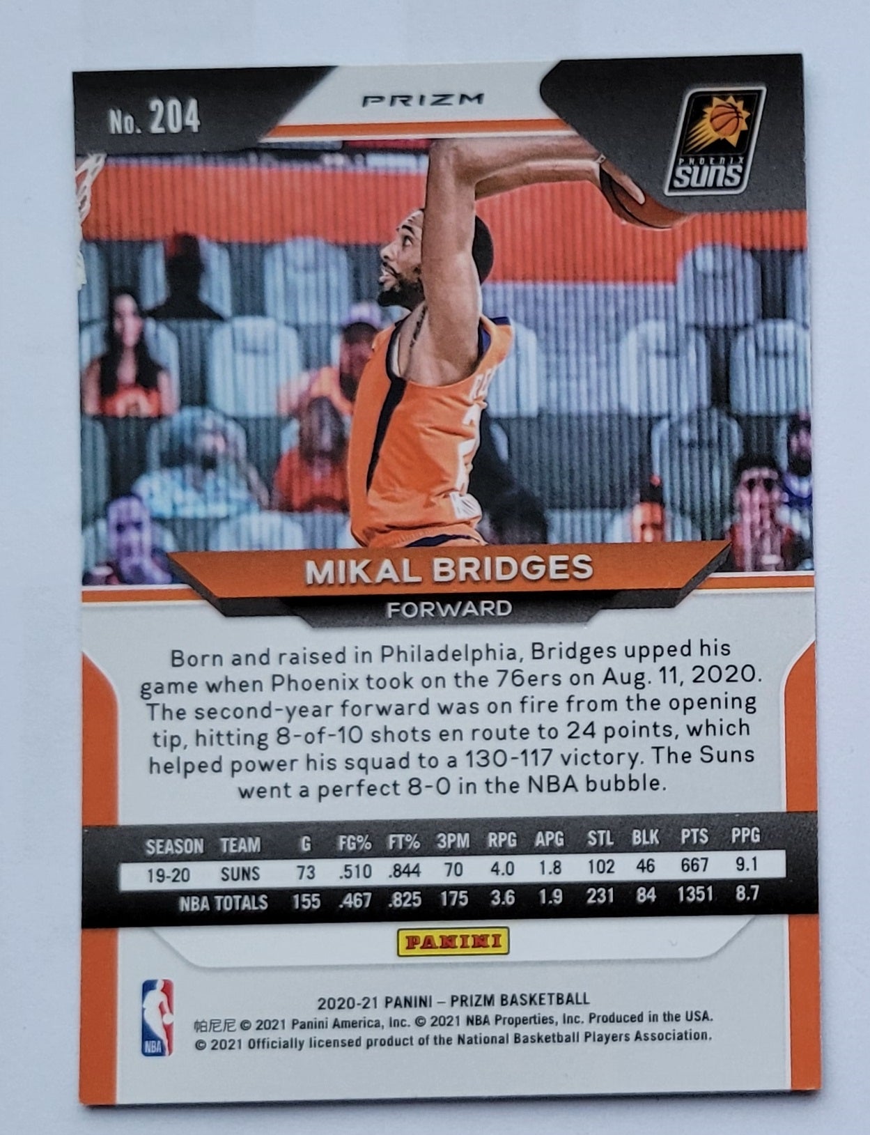 Mikal Bridges - 2020-21 Panini Prizm Prizms Green #204