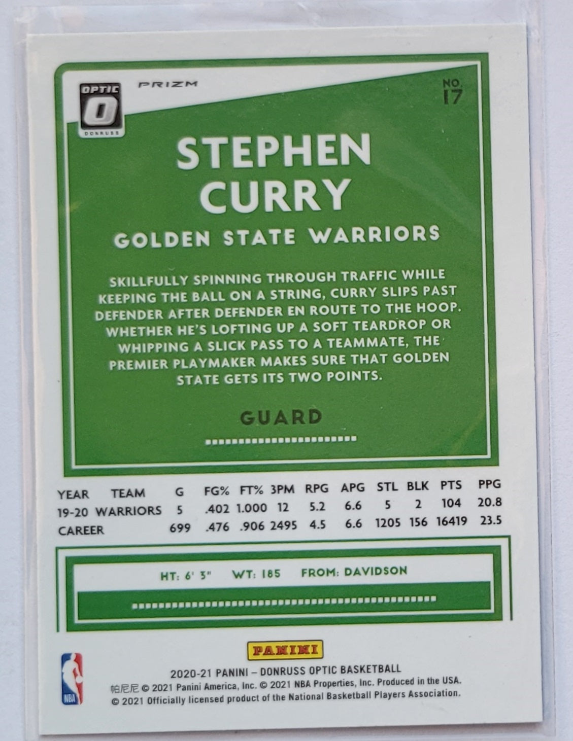 Stephen Curry - 2020-21 Donruss Optic Purple Shock #17