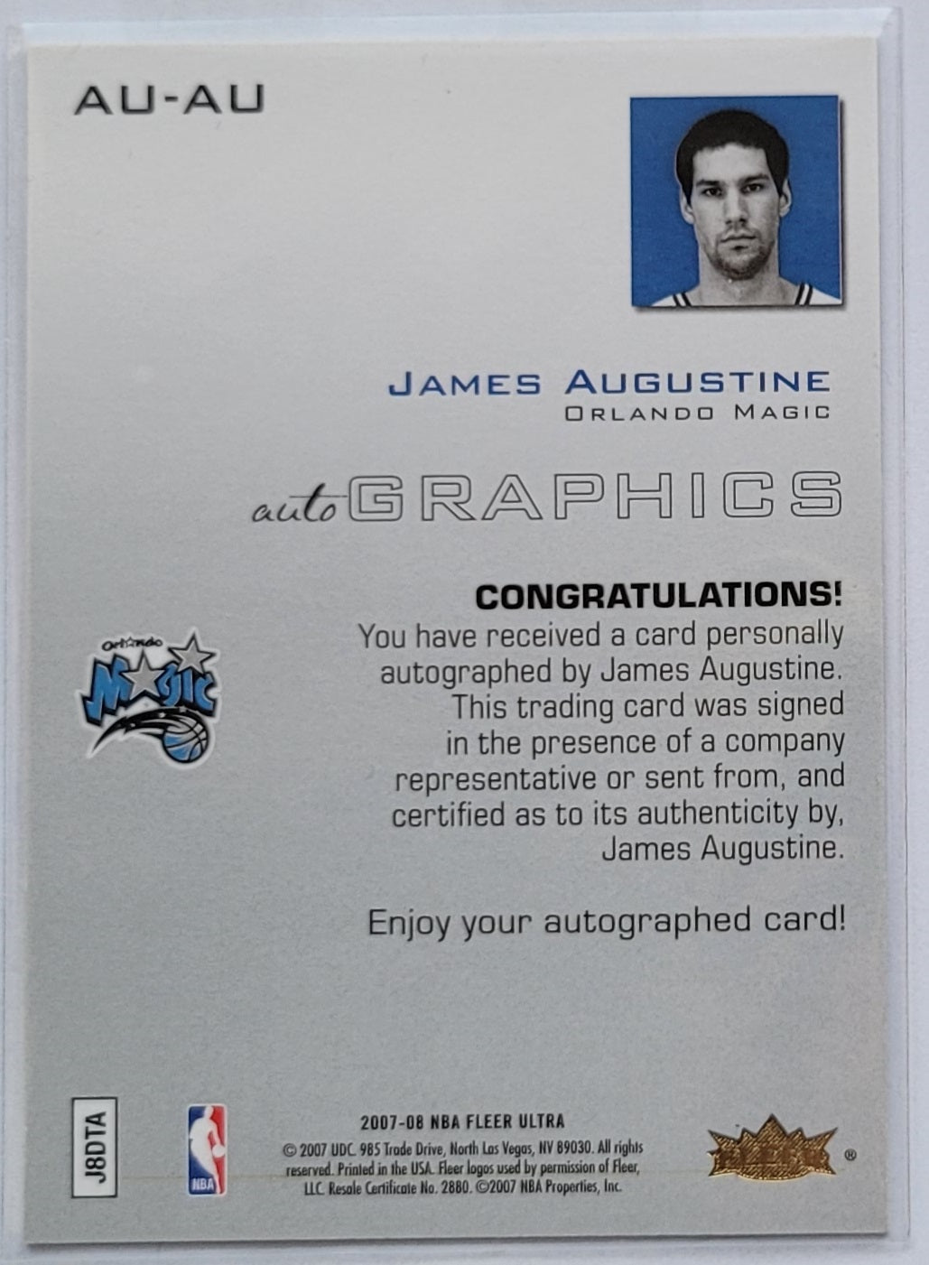 James Augustine - 2007-08 Ultra SE Autographics Black #AUAU